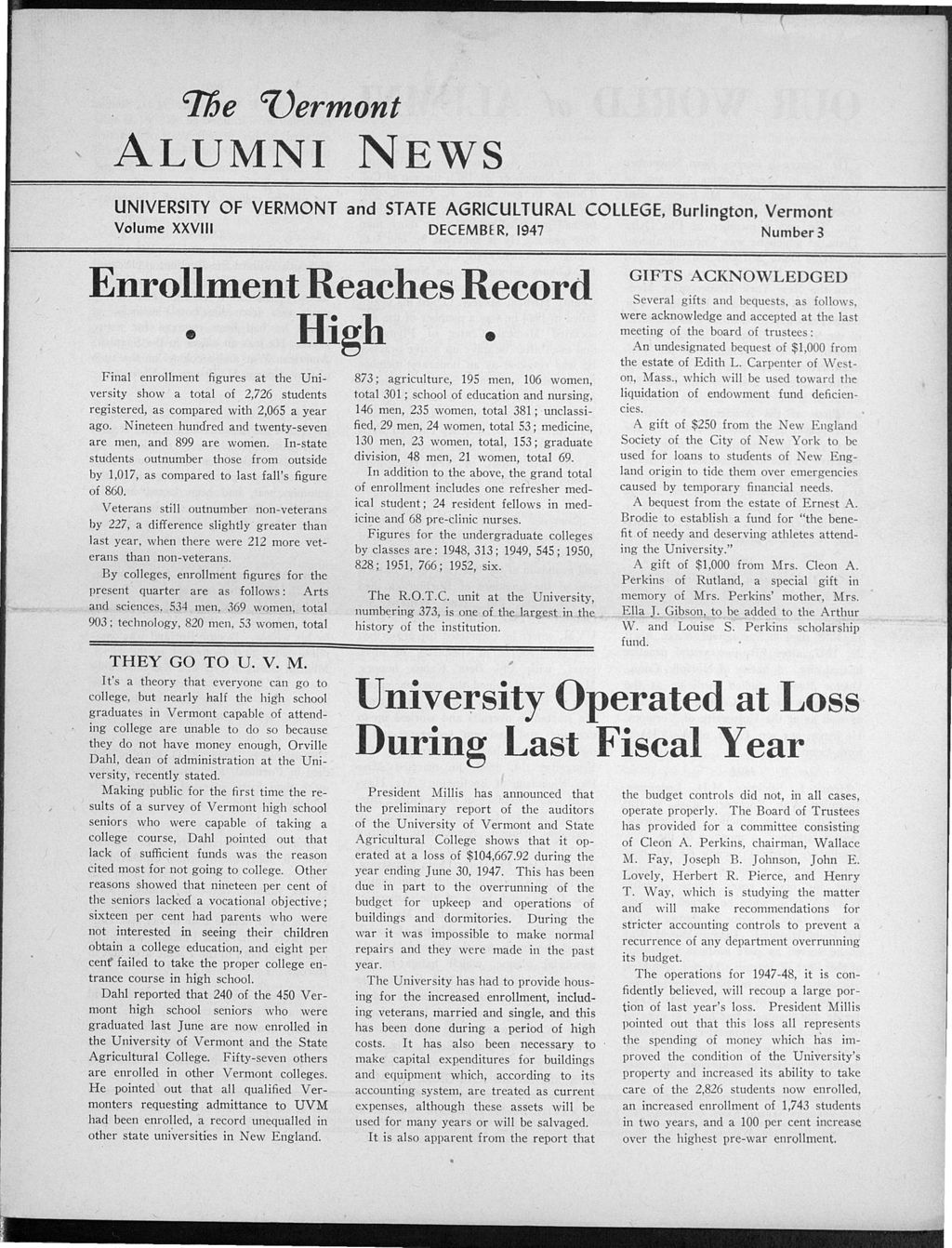 Miniature of Vermont Alumni News vol. 28 no. 03