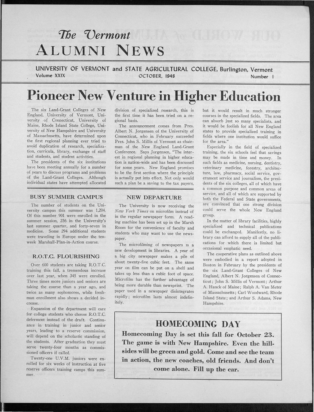 Miniature of Vermont Alumni News vol. 29 no. 01