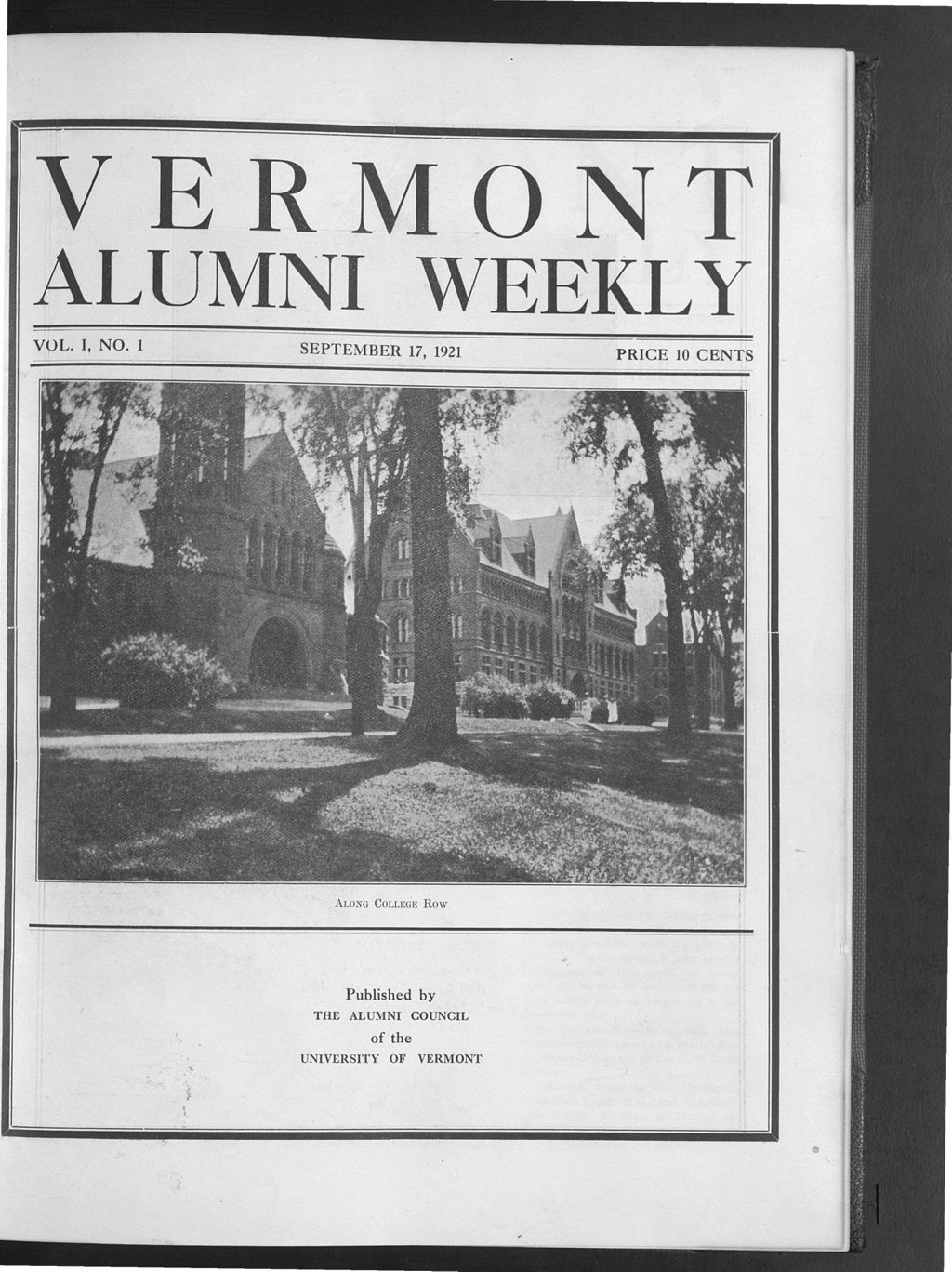 Miniature of Vermont Alumni Weekly vol. 01 no. 01