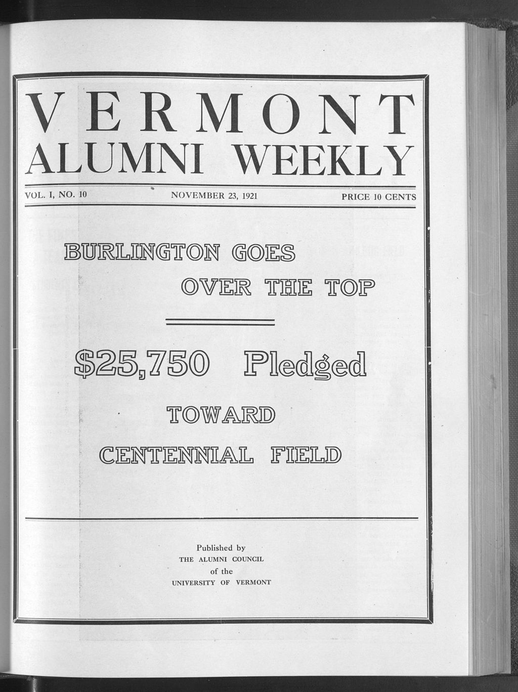 Miniature of Vermont Alumni Weekly vol. 01 no. 10