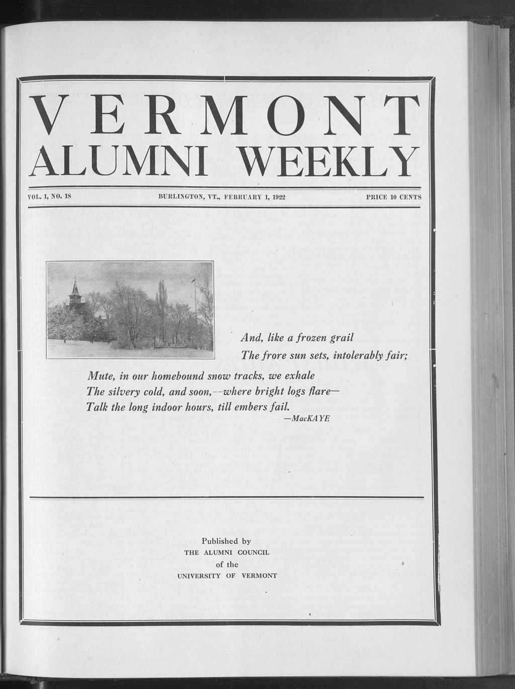 Miniature of Vermont Alumni Weekly vol. 01 no. 18