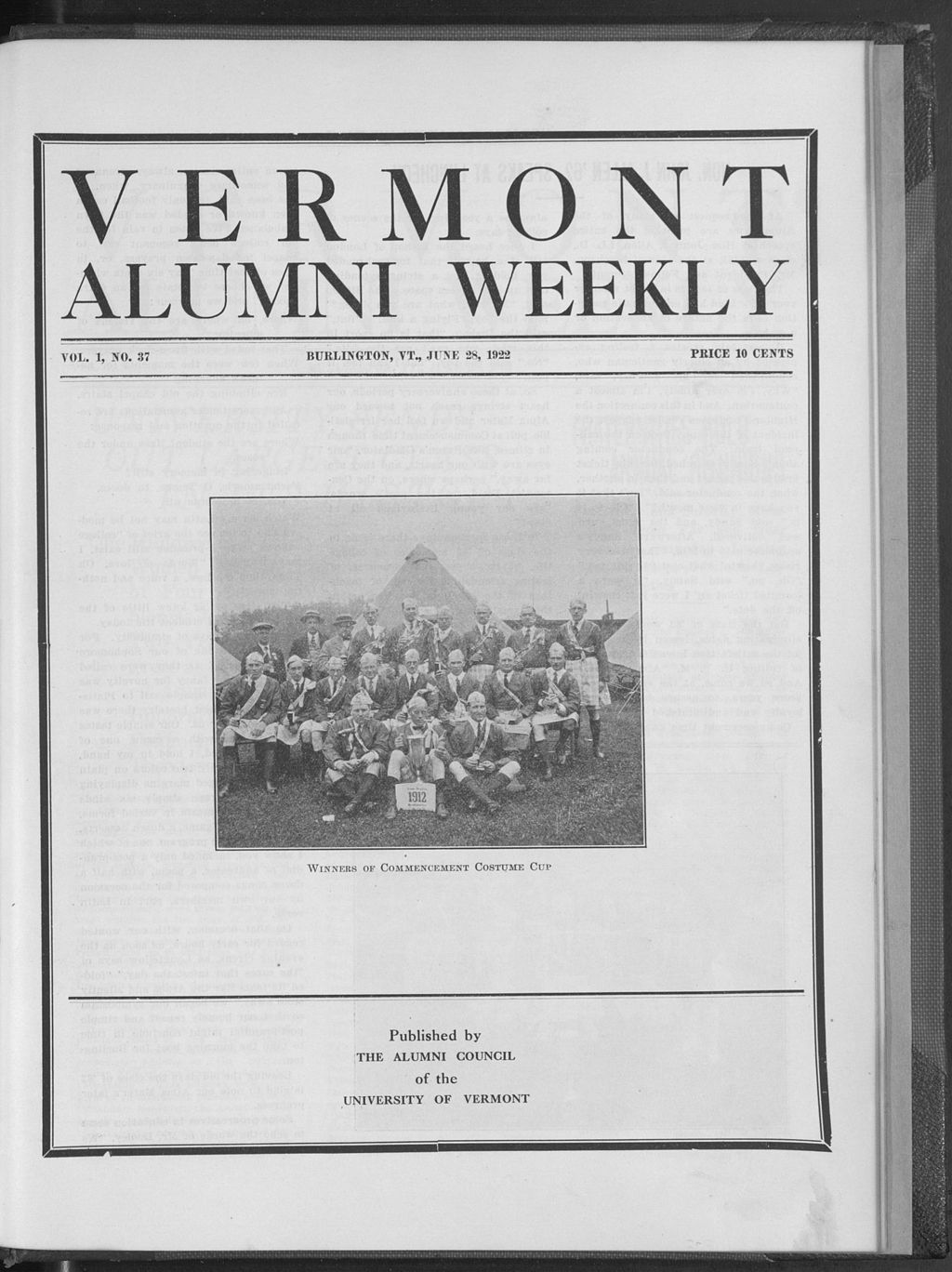 Miniature of Vermont Alumni Weekly vol. 01 no. 37