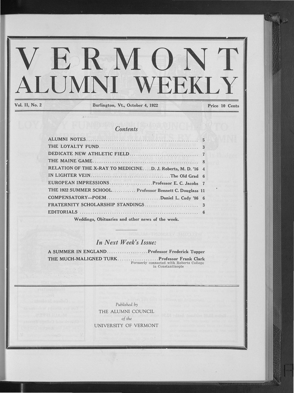 Miniature of Vermont Alumni Weekly vol. 02 no. 02