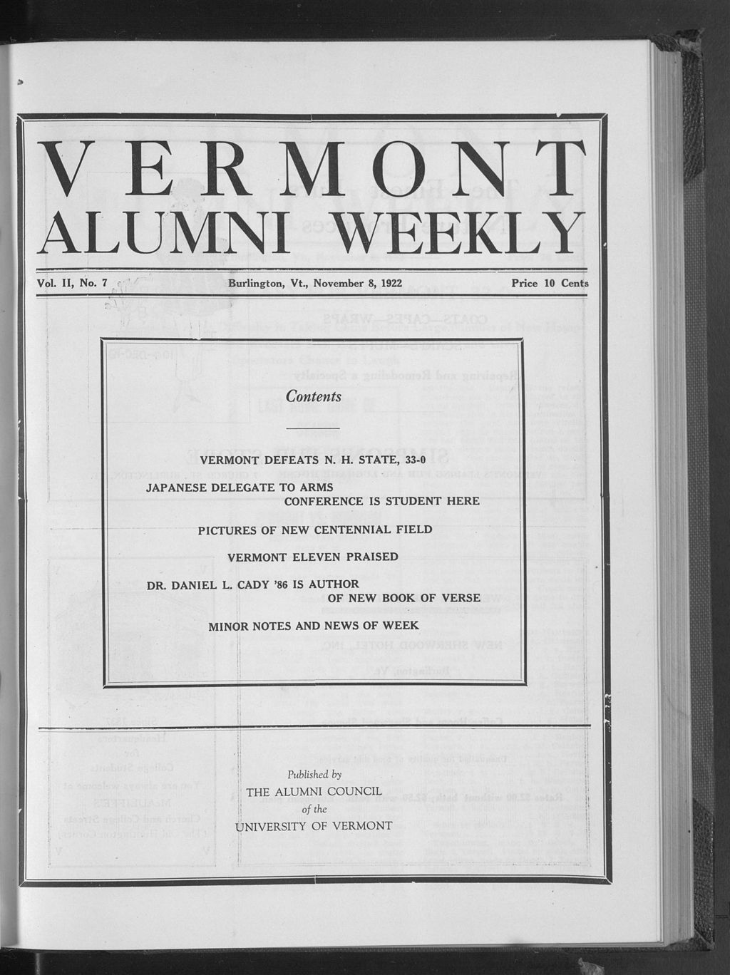 Miniature of Vermont Alumni Weekly vol. 02 no. 07