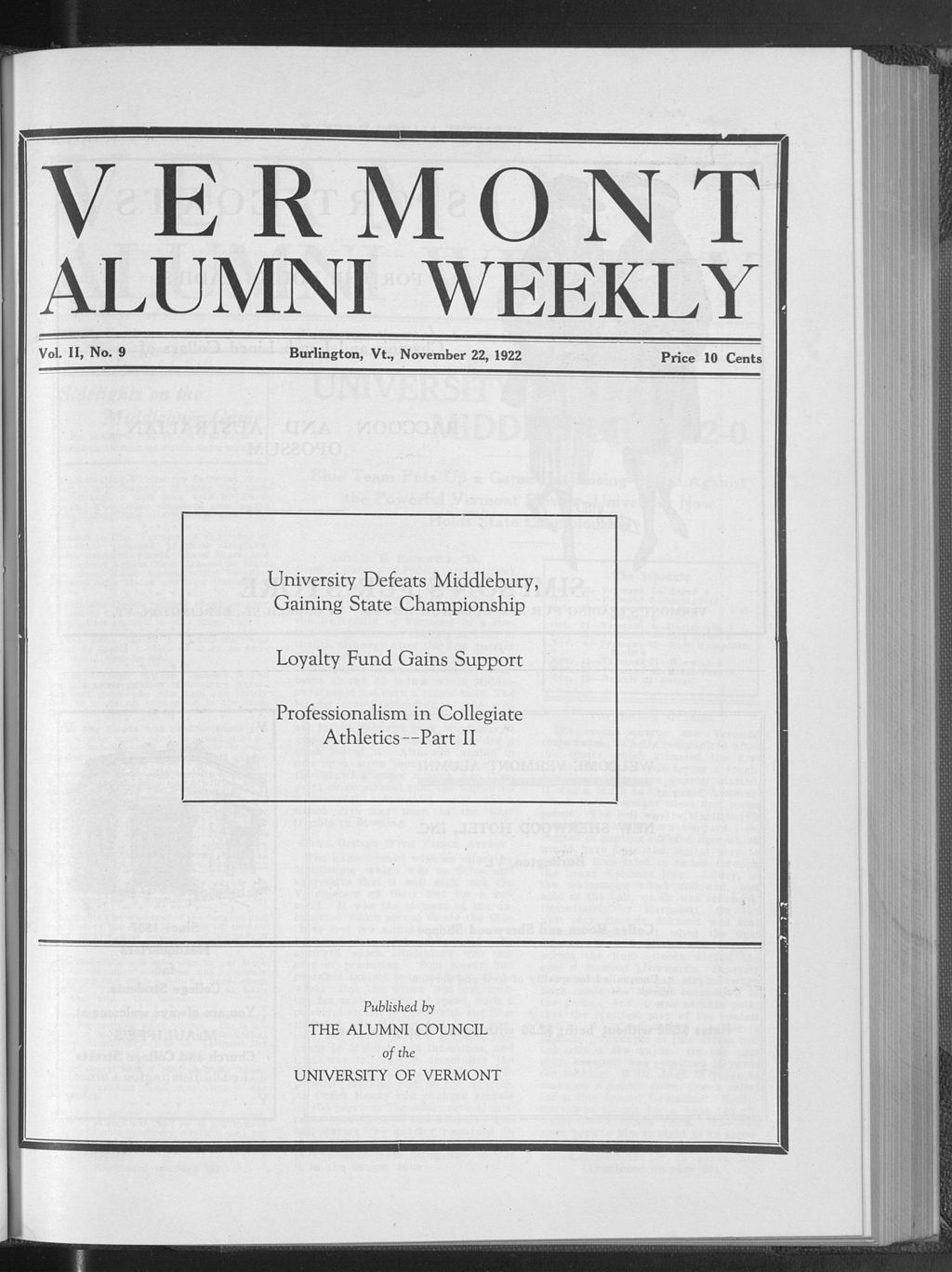 Miniature of Vermont Alumni Weekly vol. 02 no. 09