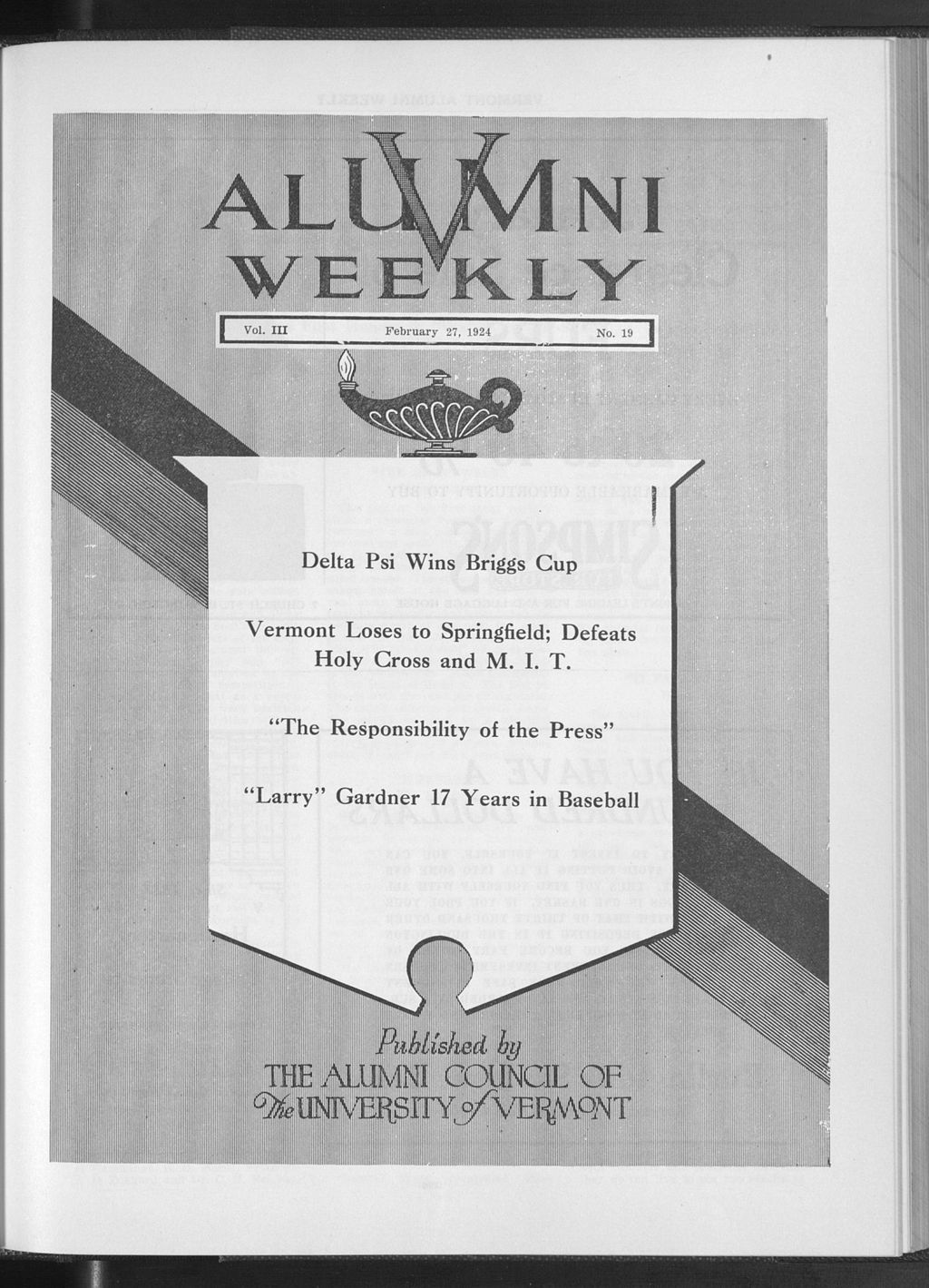 Miniature of Vermont Alumni Weekly vol. 03 no. 19