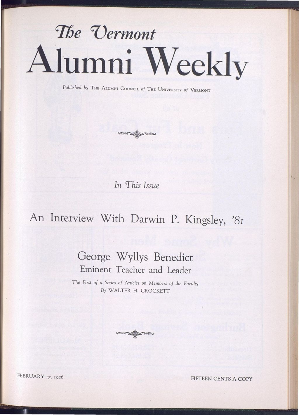 Miniature of Vermont Alumni Weekly vol. 05 no. 17