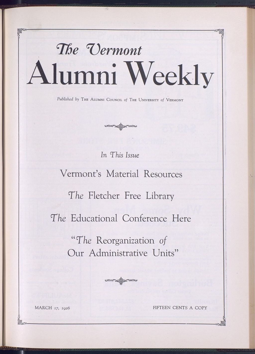 Miniature of Vermont Alumni Weekly vol. 05 no. 21