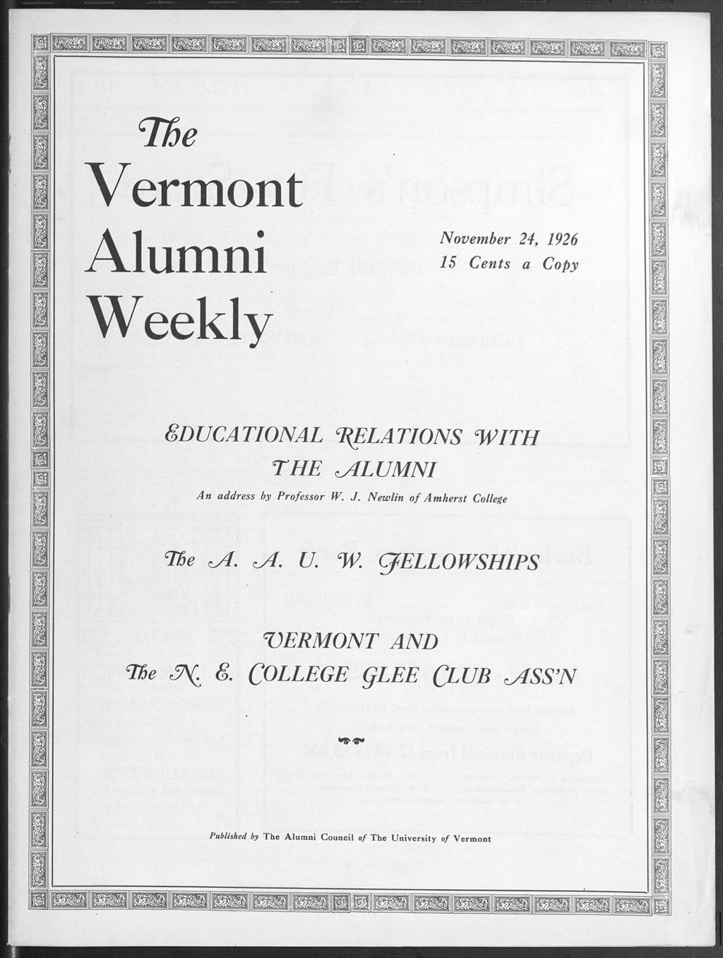 Miniature of Vermont Alumni Weekly vol. 06 no. 08