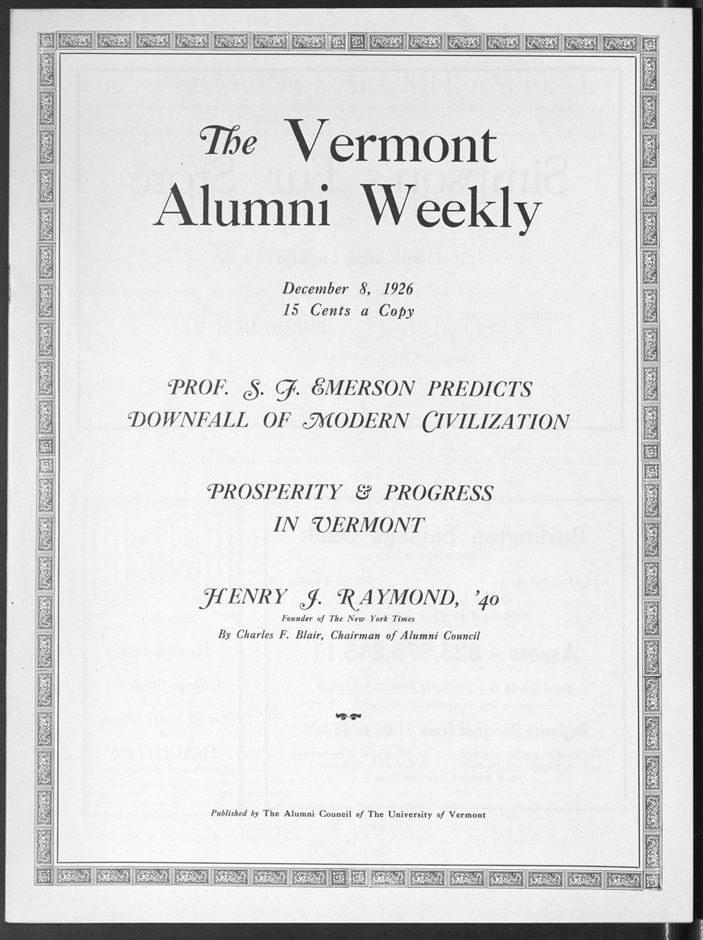 Miniature of Vermont Alumni Weekly vol. 06 no. 10