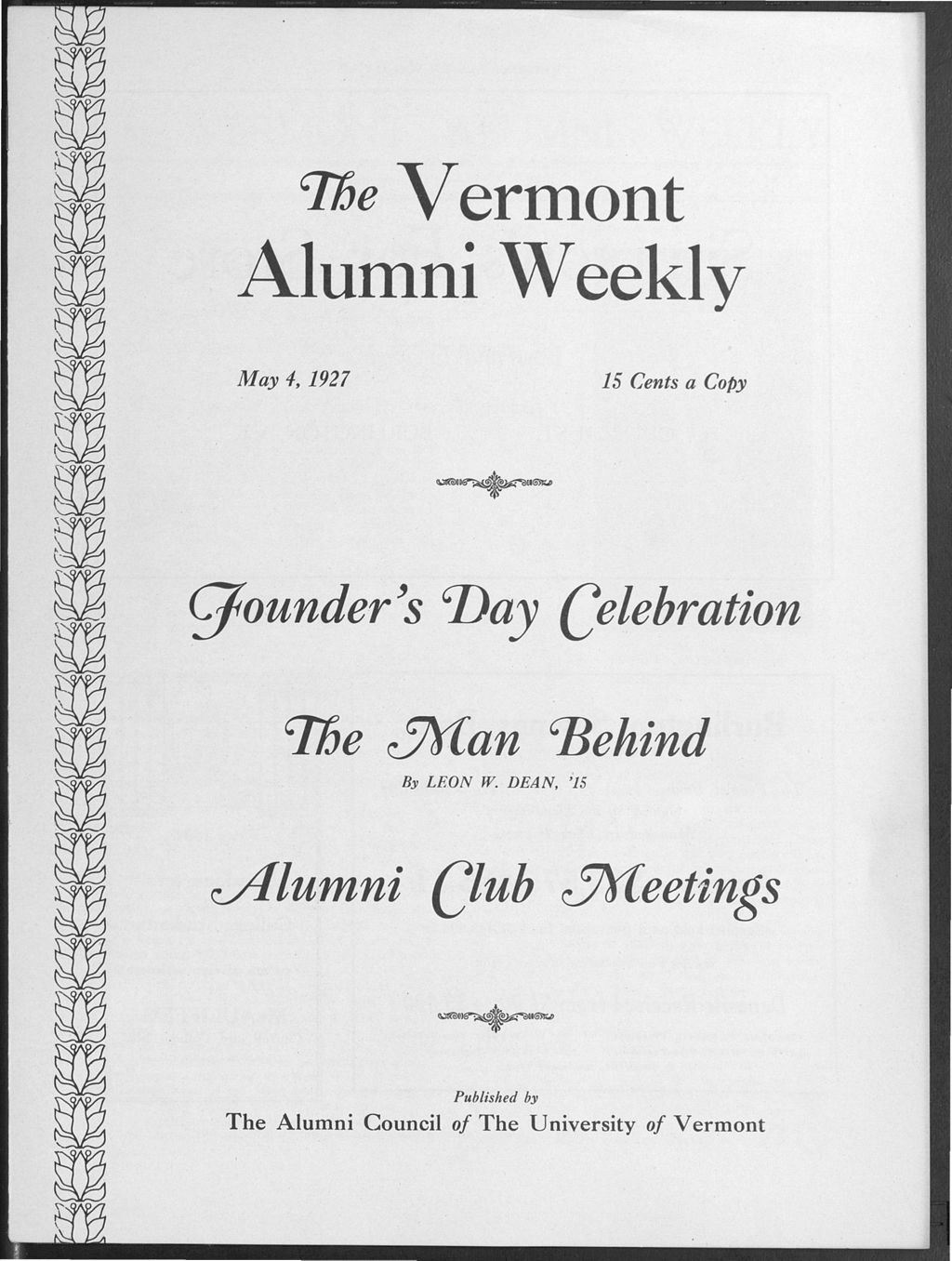 Miniature of Vermont Alumni Weekly vol. 06 no. 27