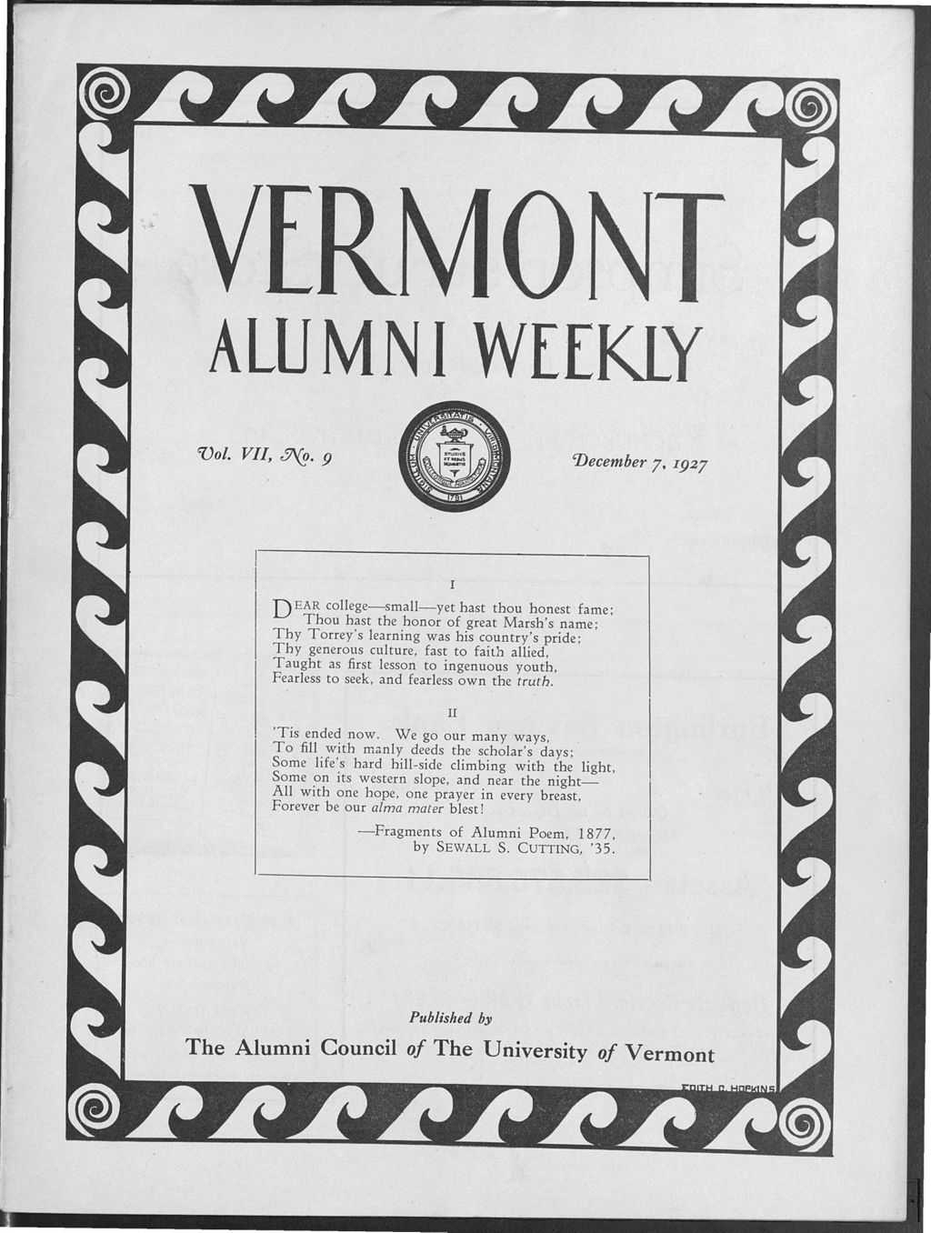 Miniature of Vermont Alumni Weekly vol. 07 no. 09