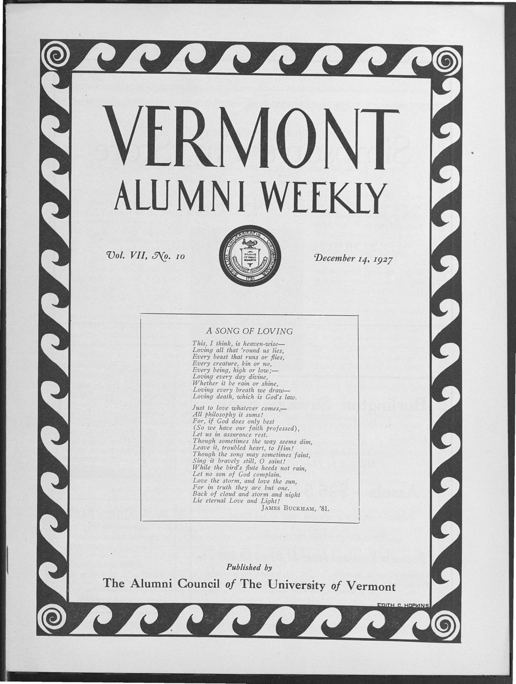 Miniature of Vermont Alumni Weekly vol. 07 no. 10