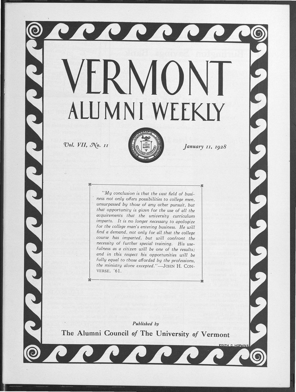 Miniature of Vermont Alumni Weekly vol. 07 no. 11