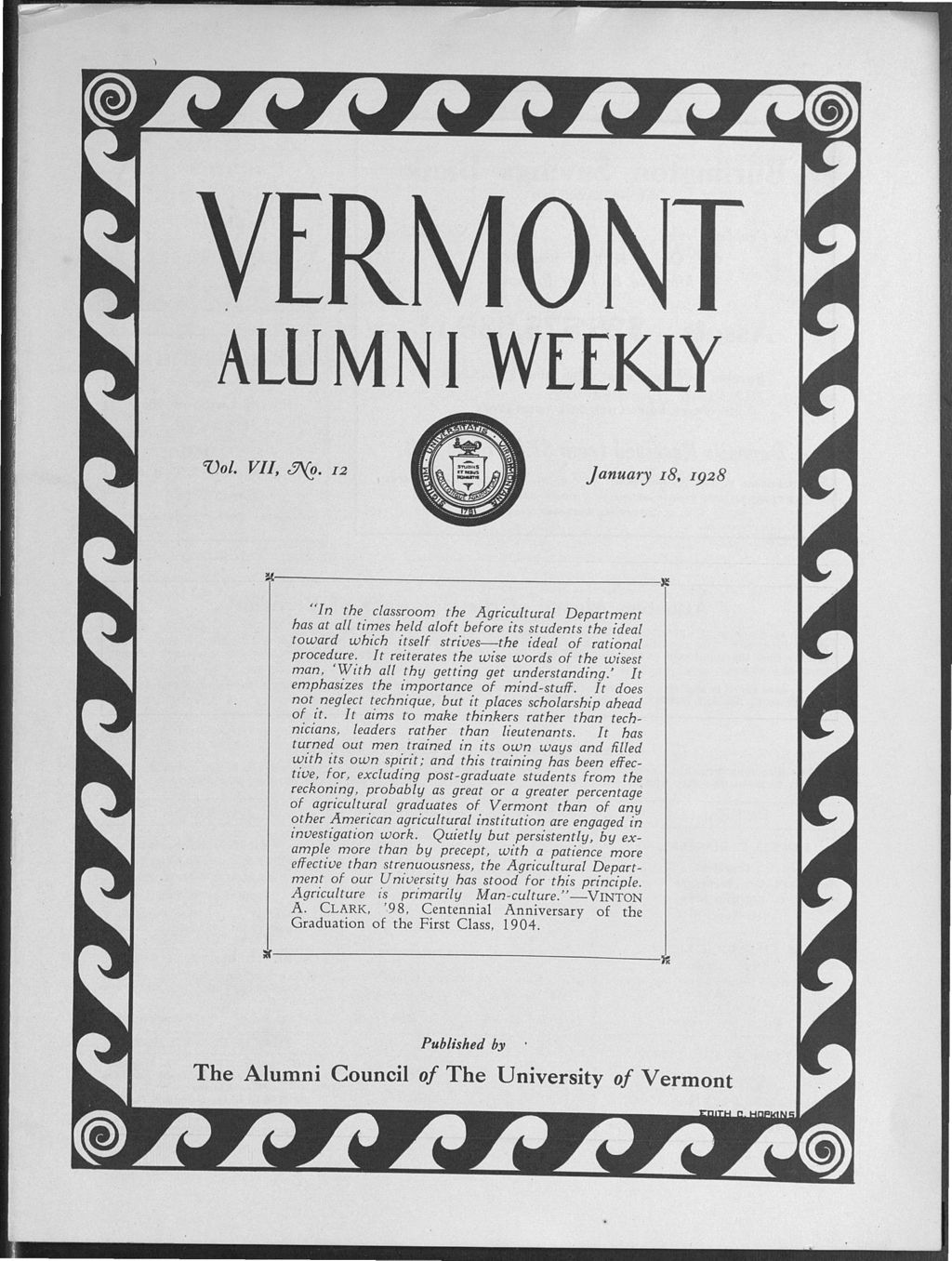 Miniature of Vermont Alumni Weekly vol. 07 no. 12