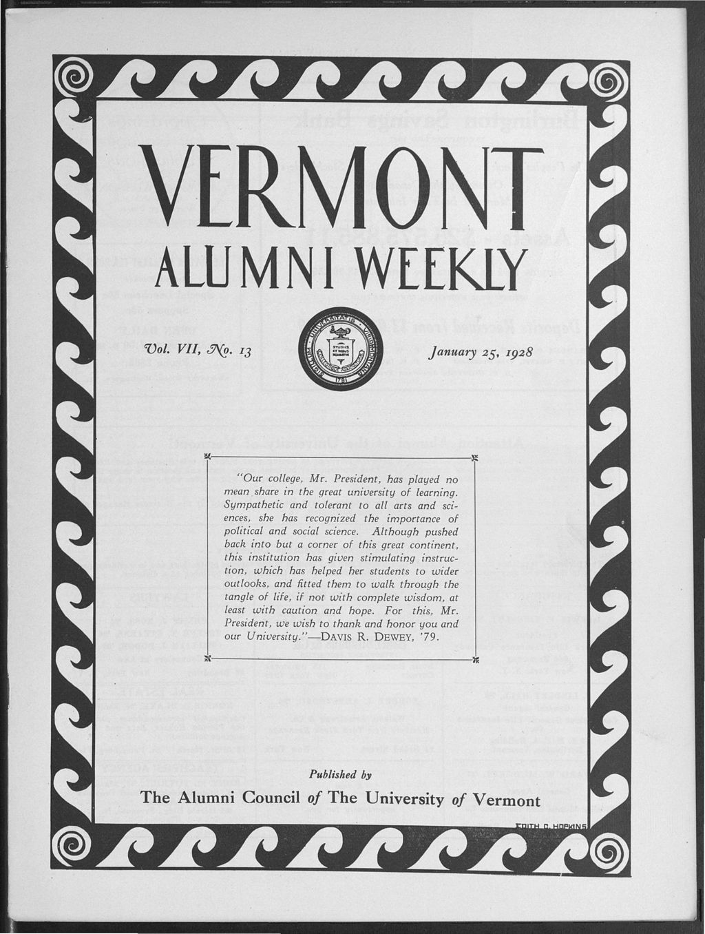 Miniature of Vermont Alumni Weekly vol. 07 no. 13