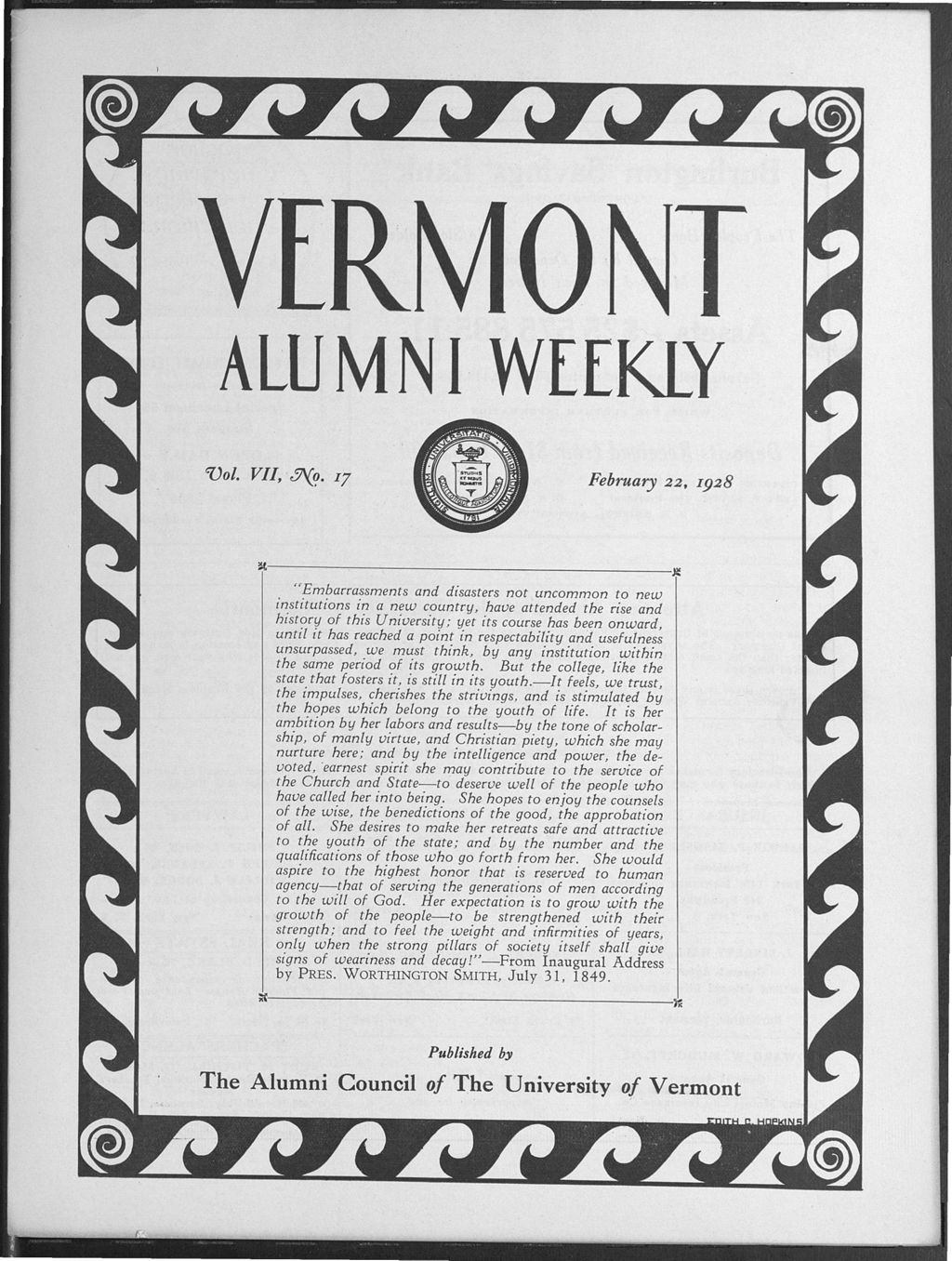 Miniature of Vermont Alumni Weekly vol. 07 no. 17