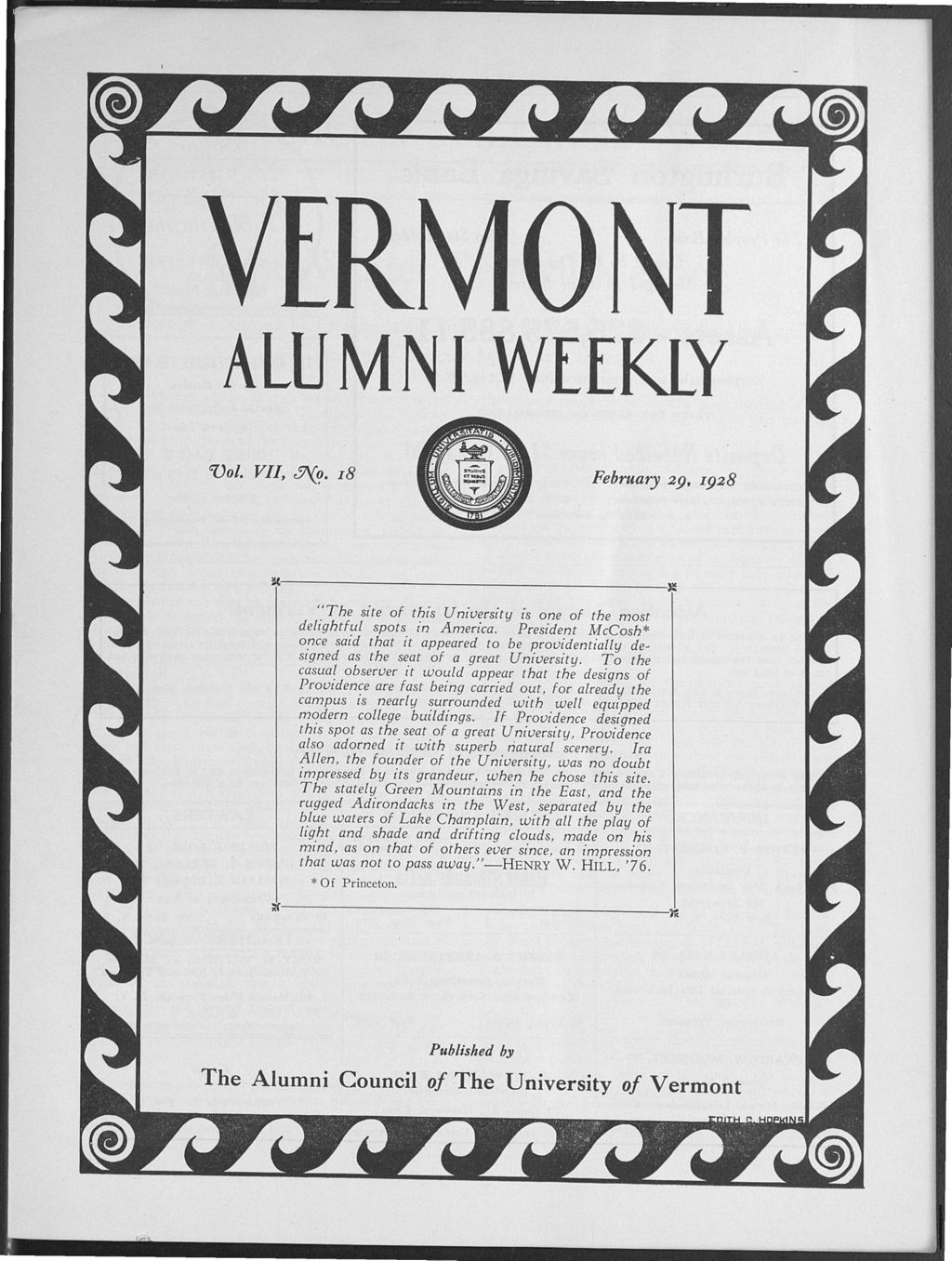 Miniature of Vermont Alumni Weekly vol. 07 no. 18