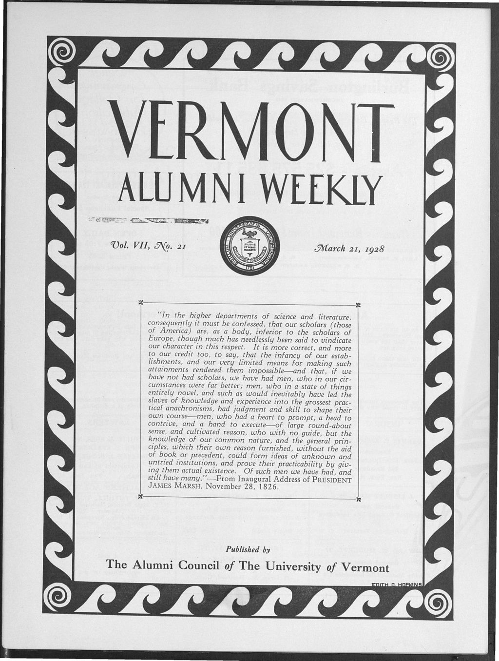 Miniature of Vermont Alumni Weekly vol. 07 no. 21