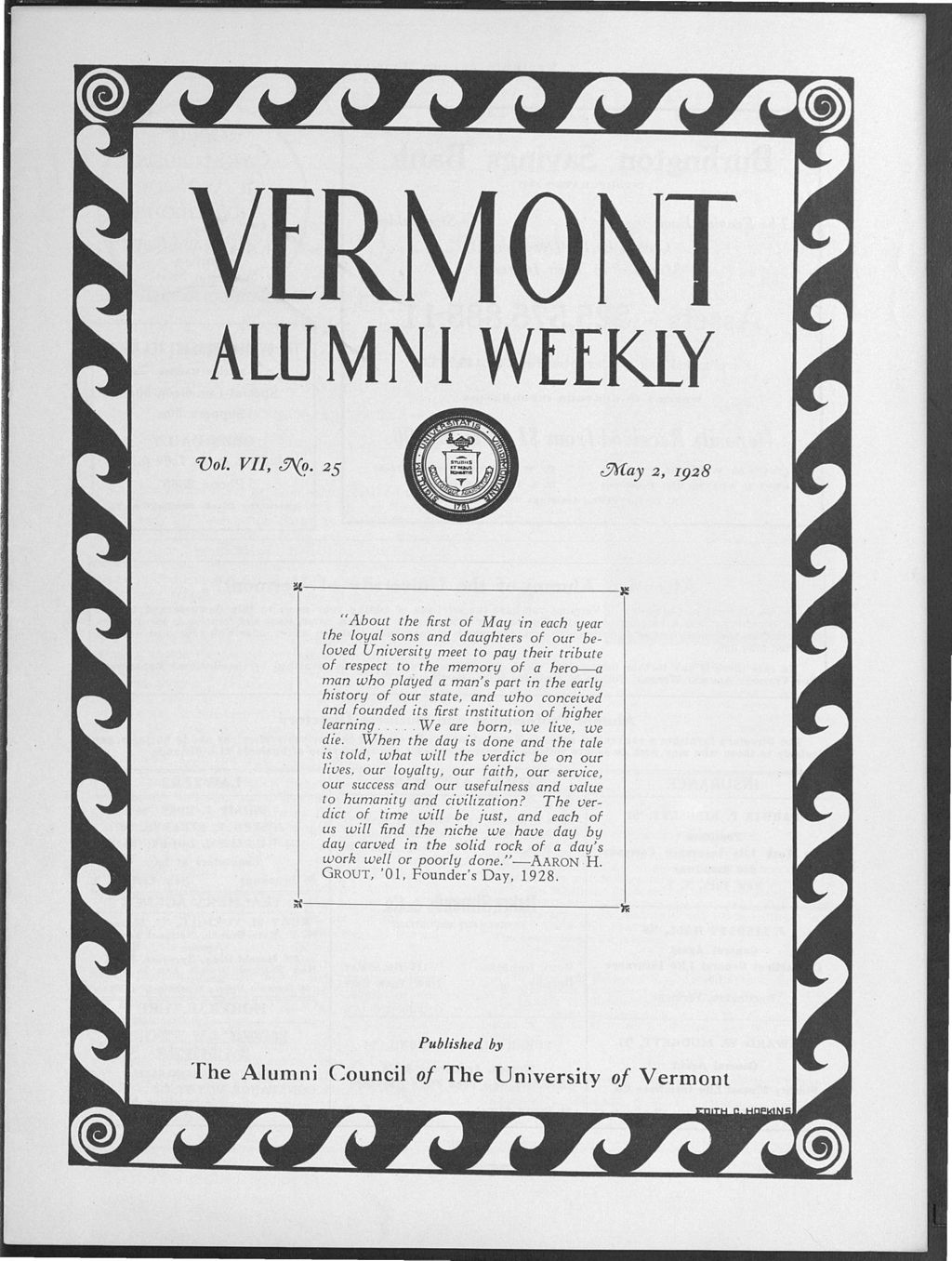 Miniature of Vermont Alumni Weekly vol. 07 no. 25