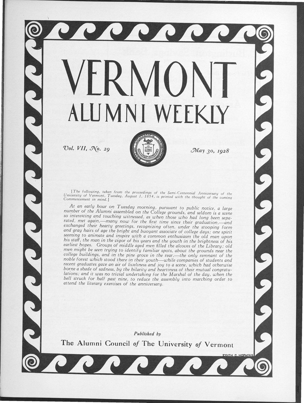 Miniature of Vermont Alumni Weekly vol. 07 no. 29