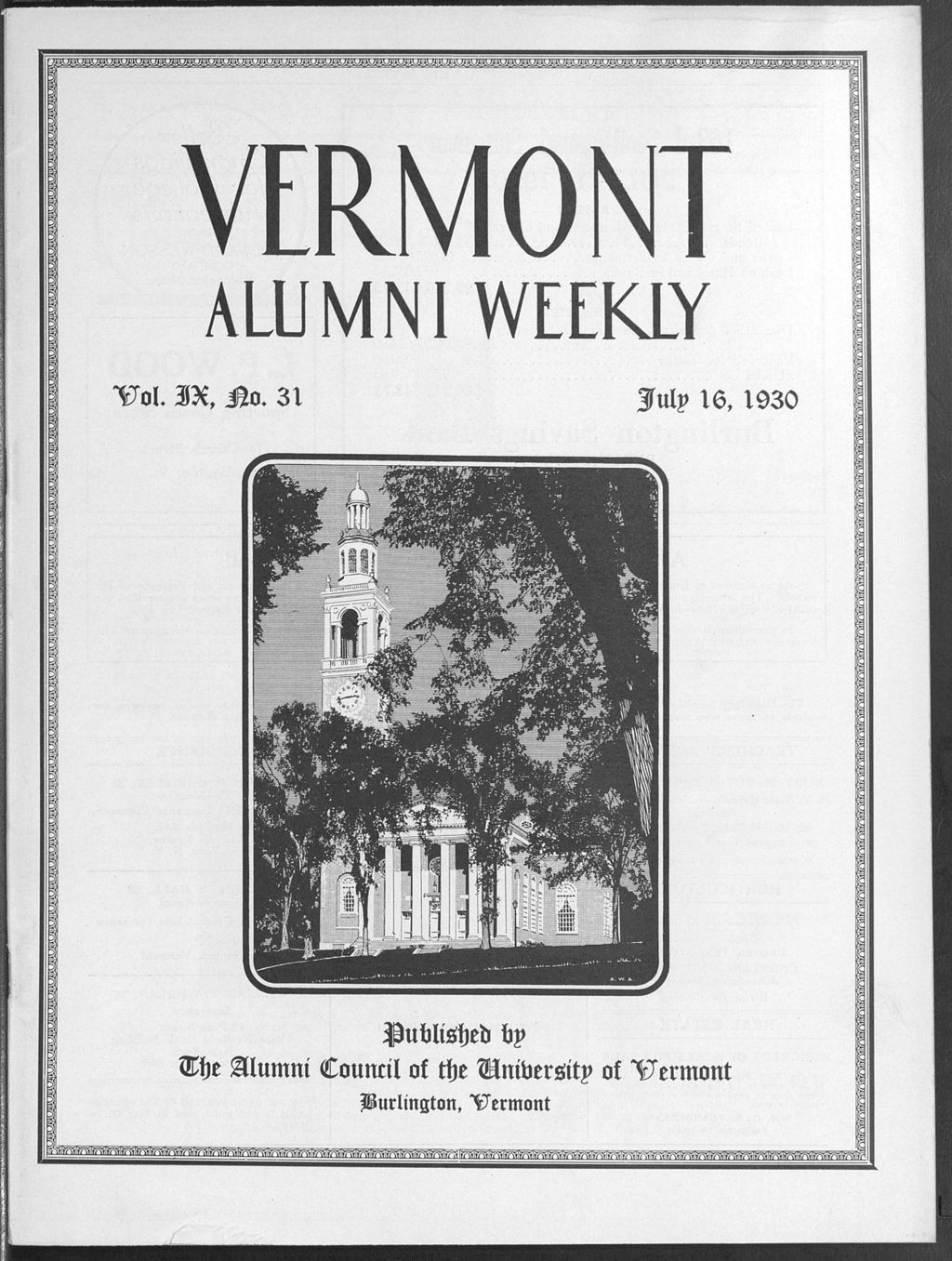 Miniature of Vermont Alumni Weekly vol. 09 no. 31