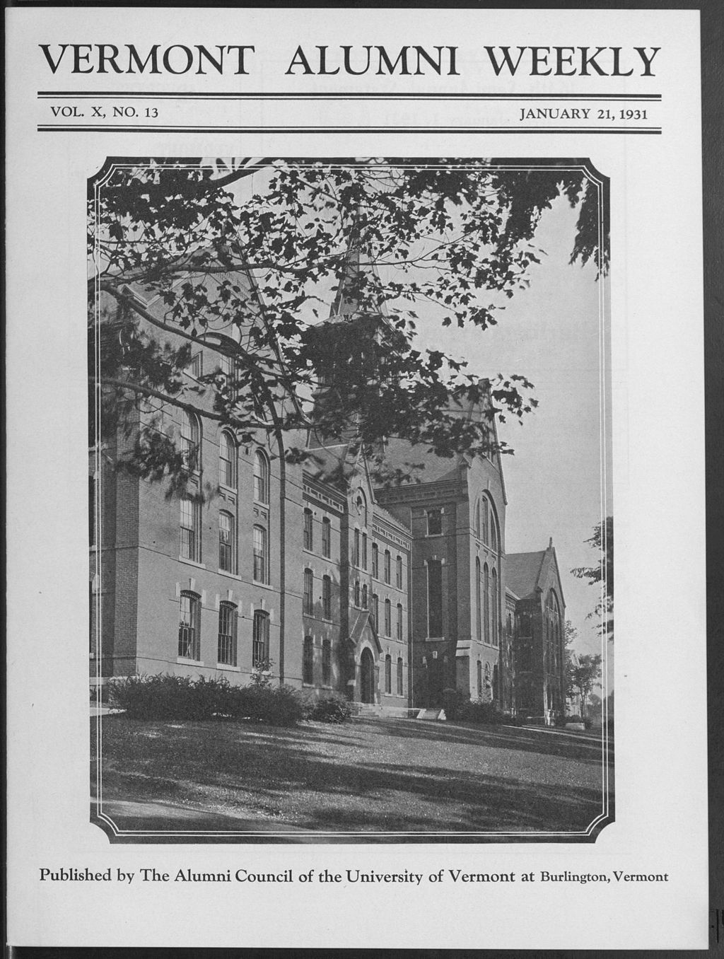 Miniature of Vermont Alumni Weekly vol. 10 no. 13