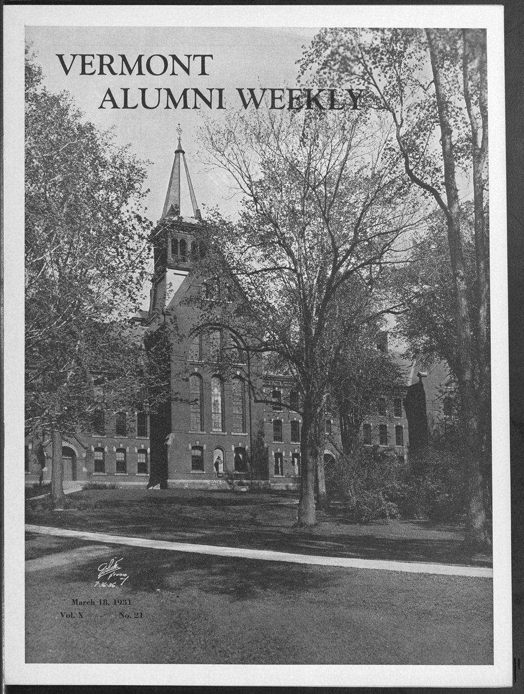 Miniature of Vermont Alumni Weekly vol. 10 no. 21