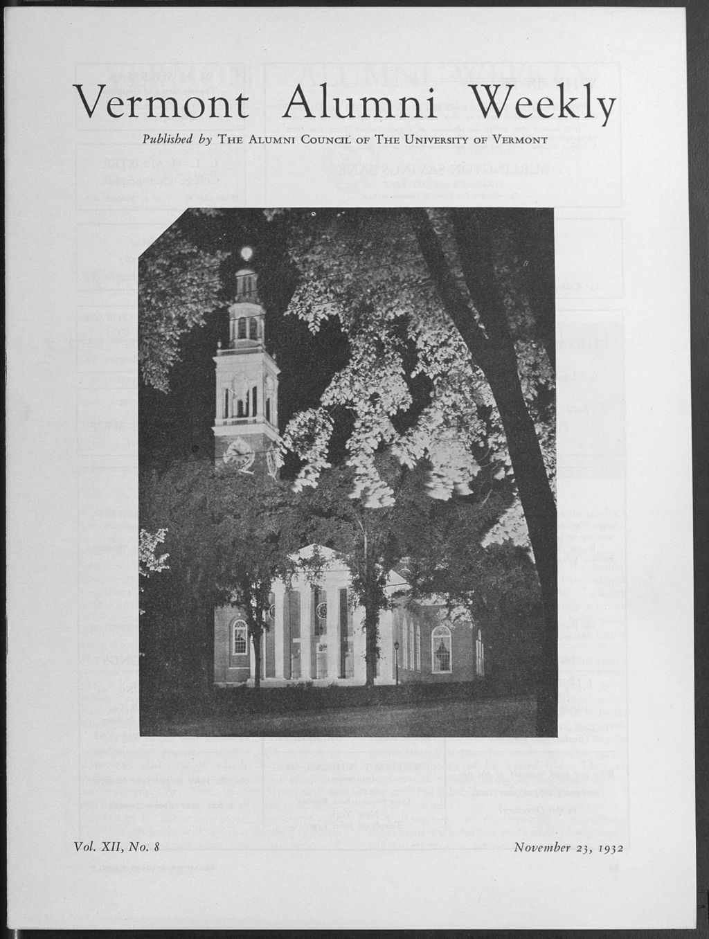 Miniature of Vermont Alumni Weekly vol. 12 no. 08