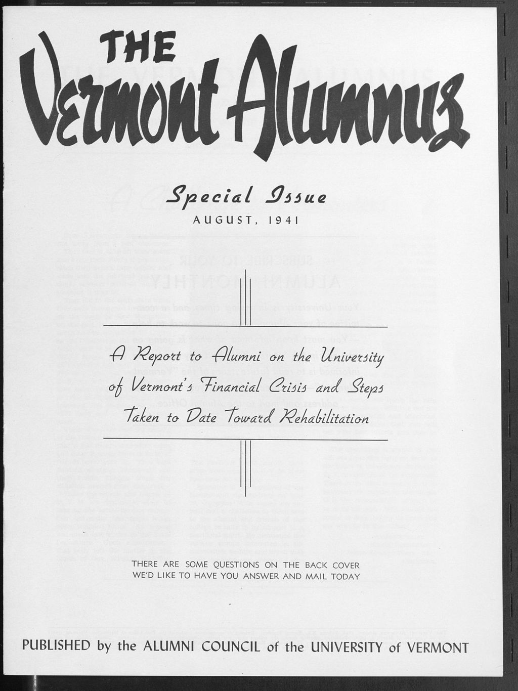 Miniature of Vermont Alumnus vol. 20 no. Special No.