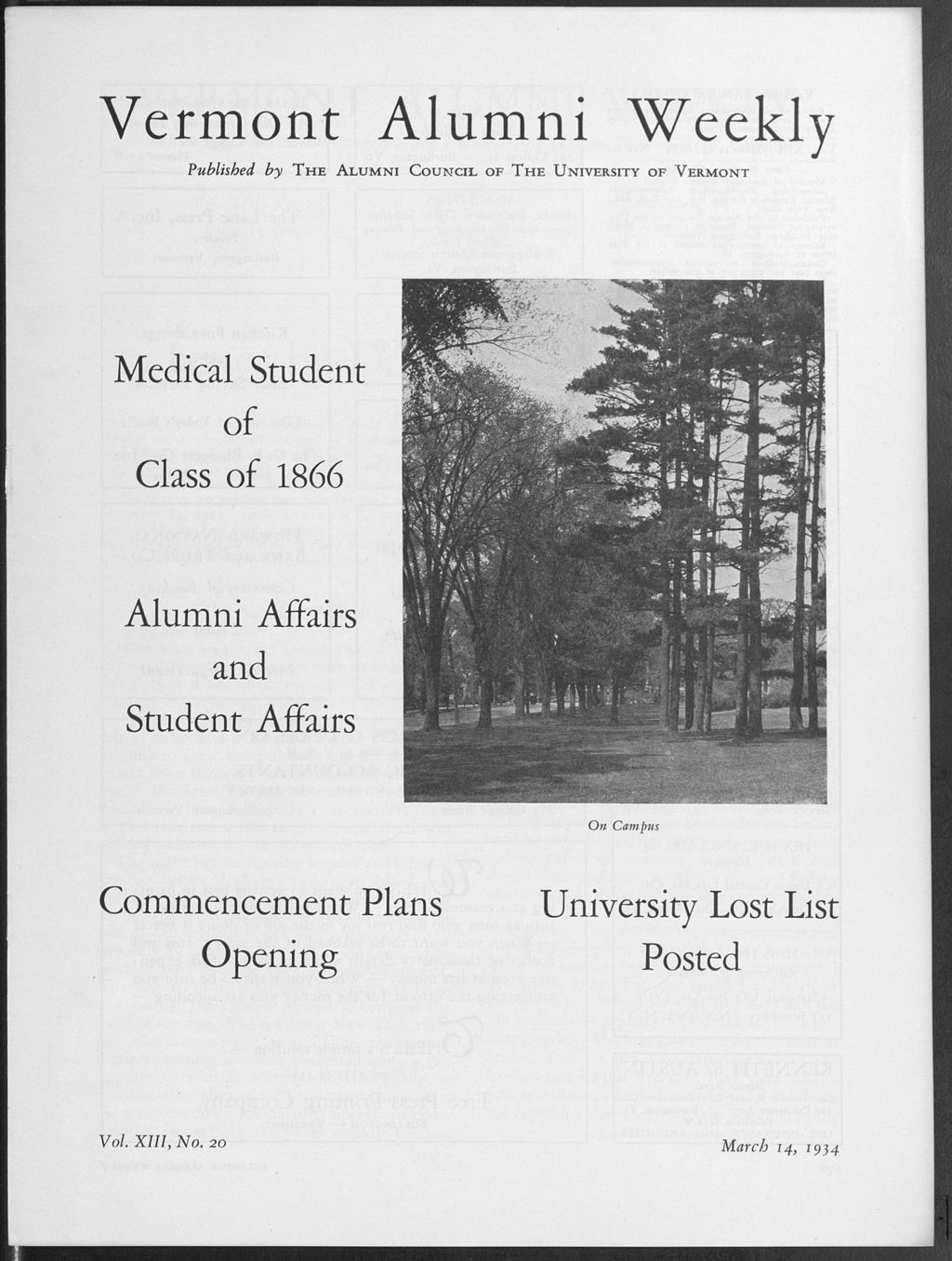 Miniature of Vermont Alumni Weekly vol. 13 no. 20