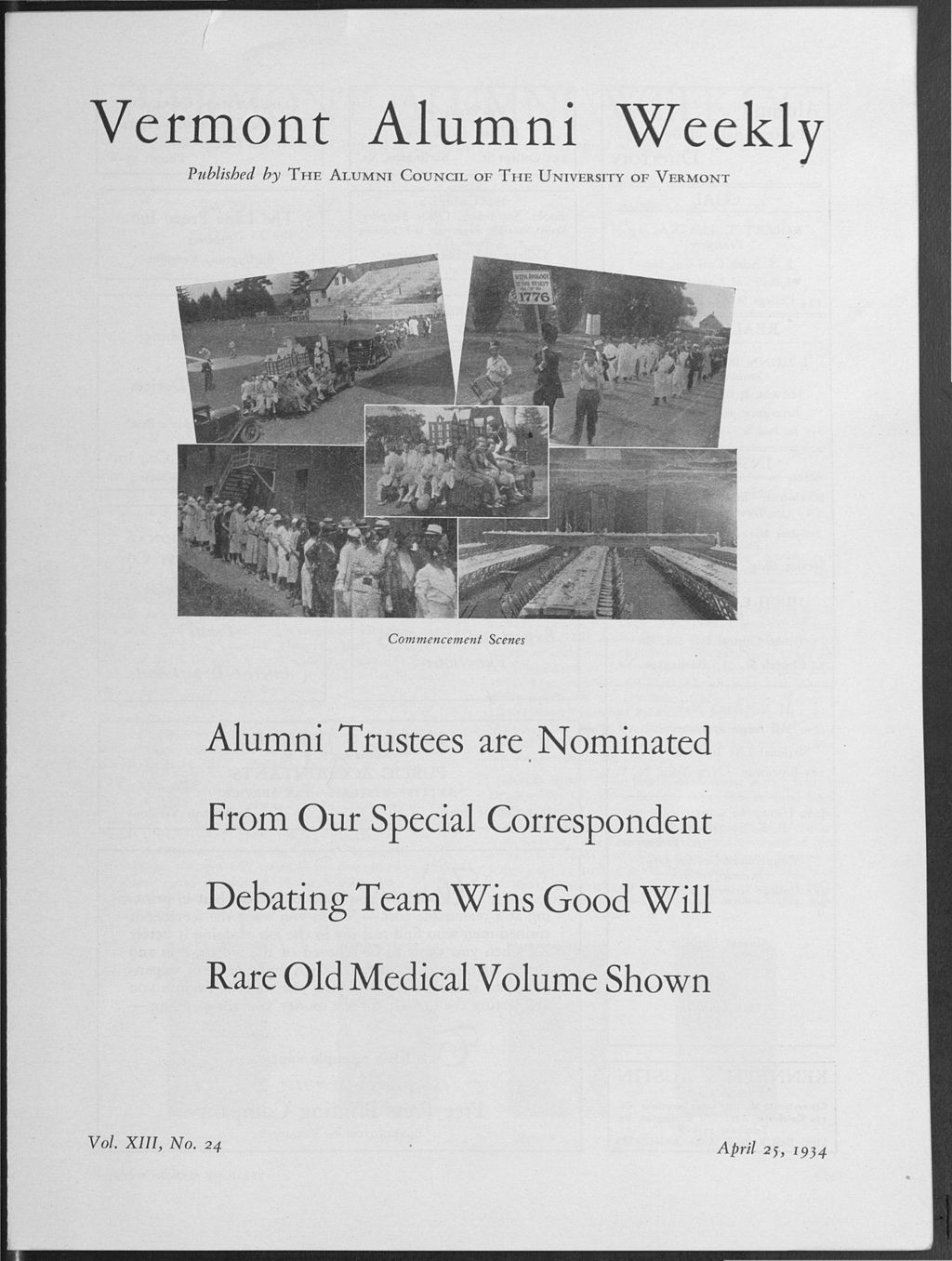 Miniature of Vermont Alumni Weekly vol. 13 no. 24