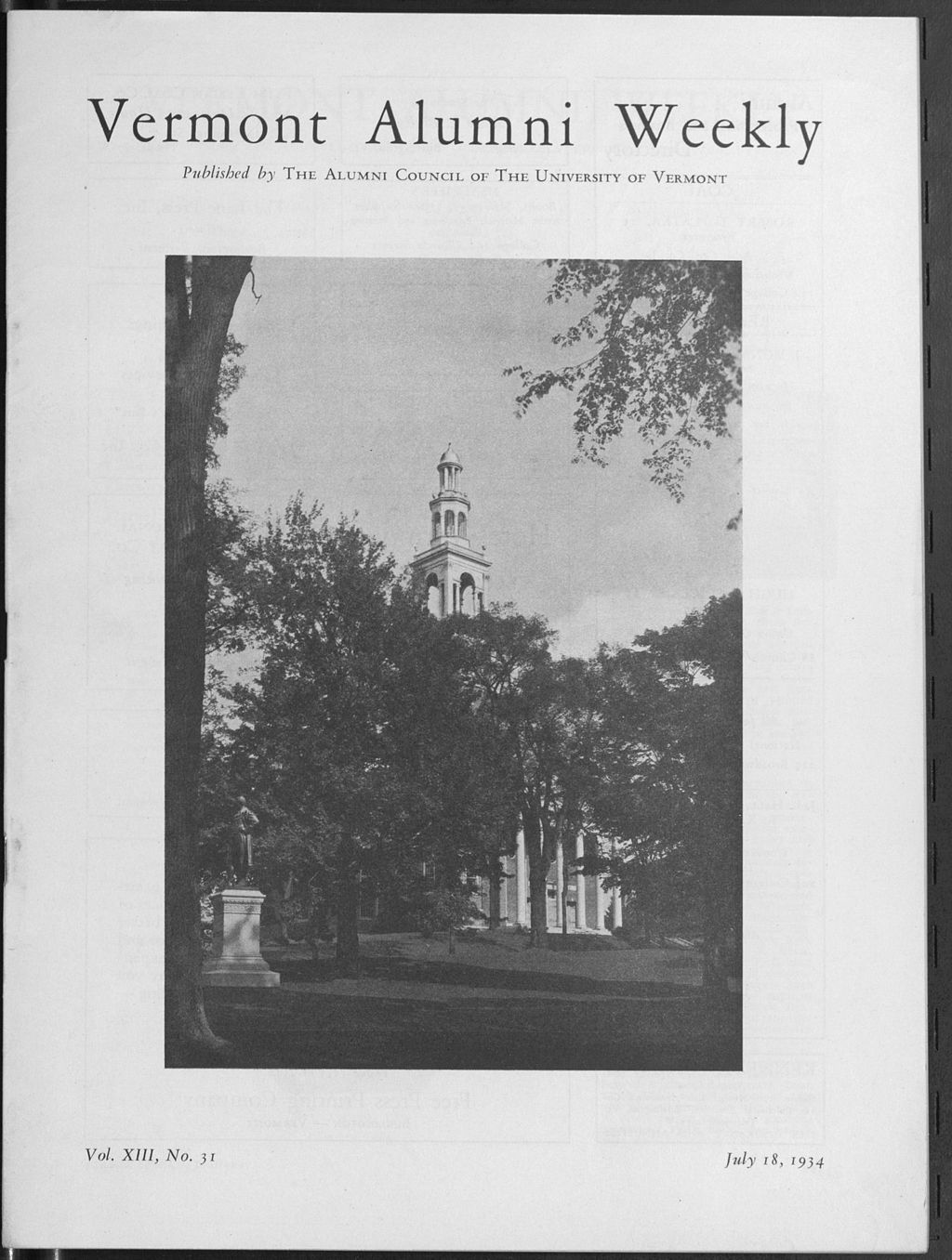 Miniature of Vermont Alumni Weekly vol. 13 no. 31