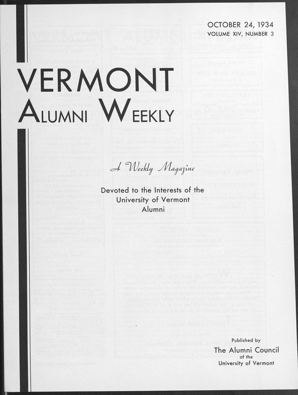 Miniature of Vermont Alumni Weekly vol. 14 no. 03