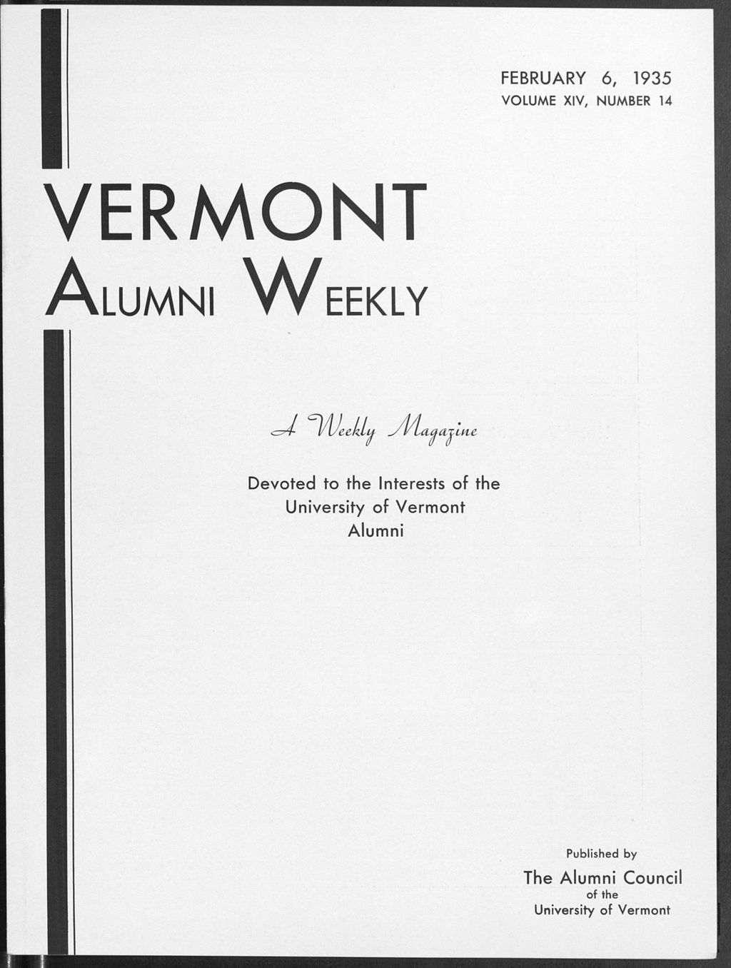 Miniature of Vermont Alumni Weekly vol. 14 no. 14