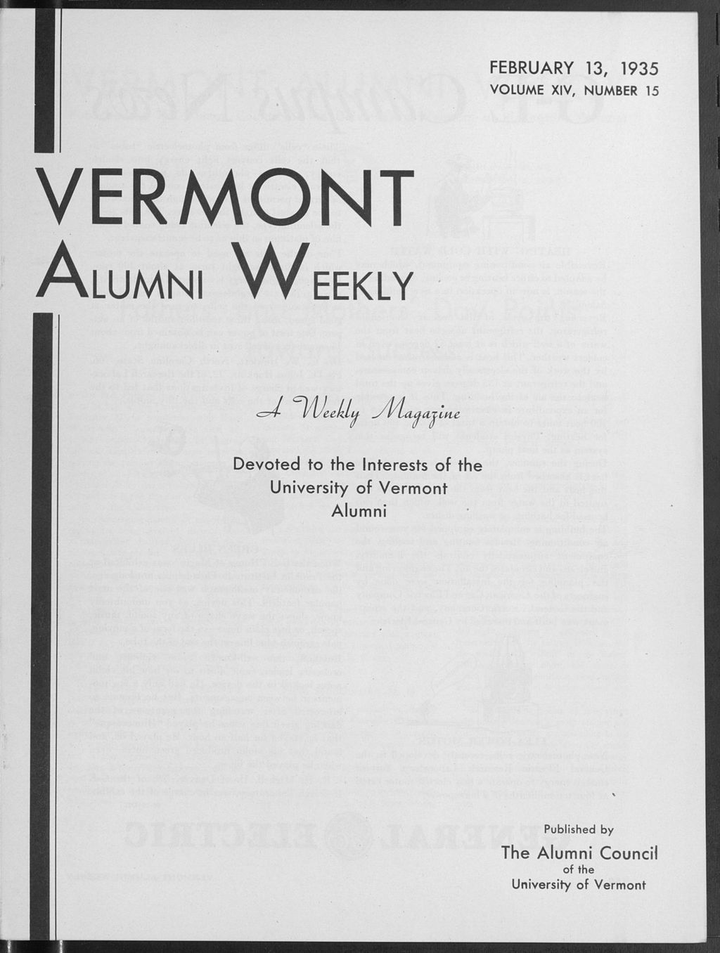 Miniature of Vermont Alumni Weekly vol. 14 no. 15