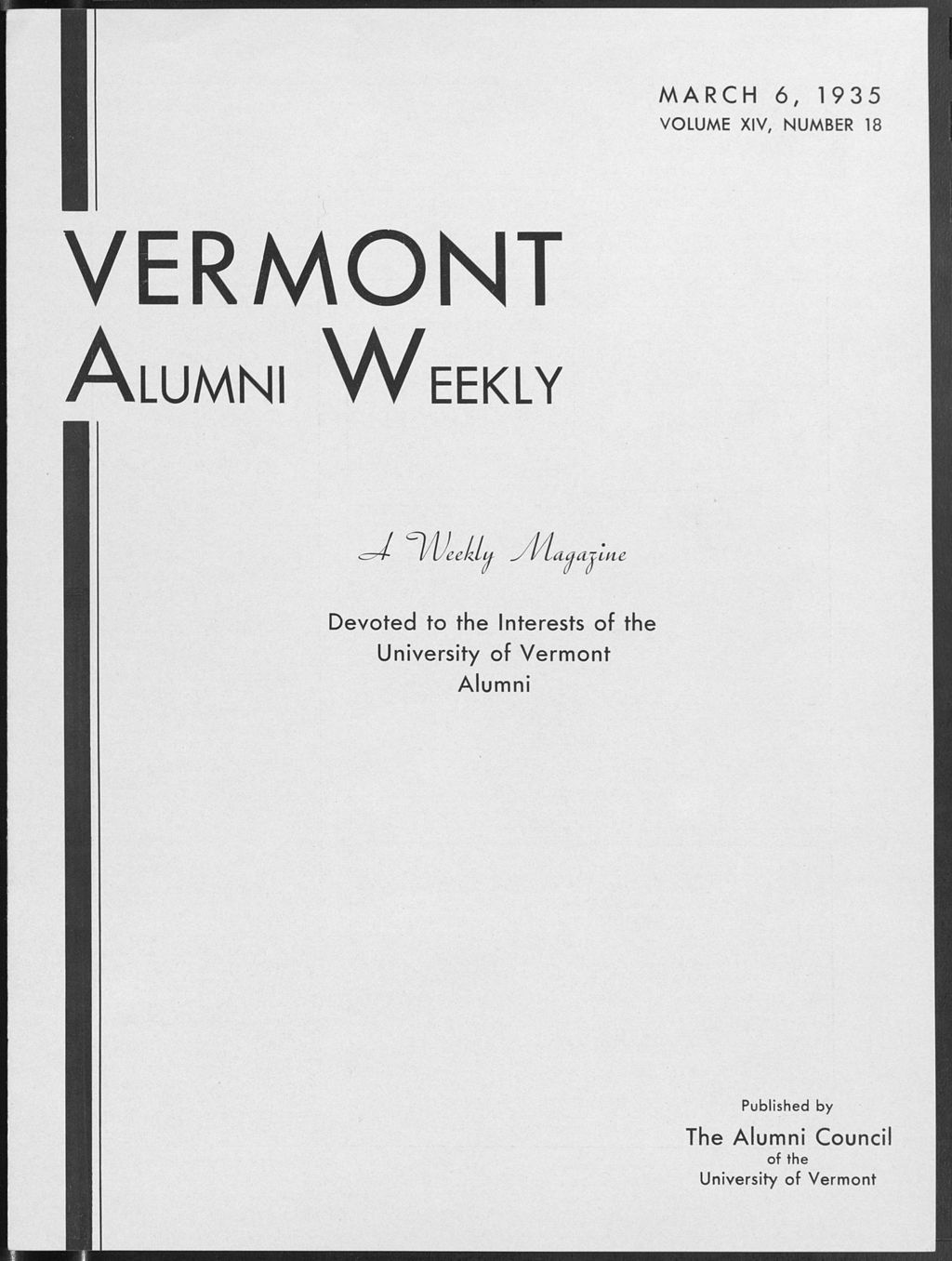 Miniature of Vermont Alumni Weekly vol. 14 no. 18