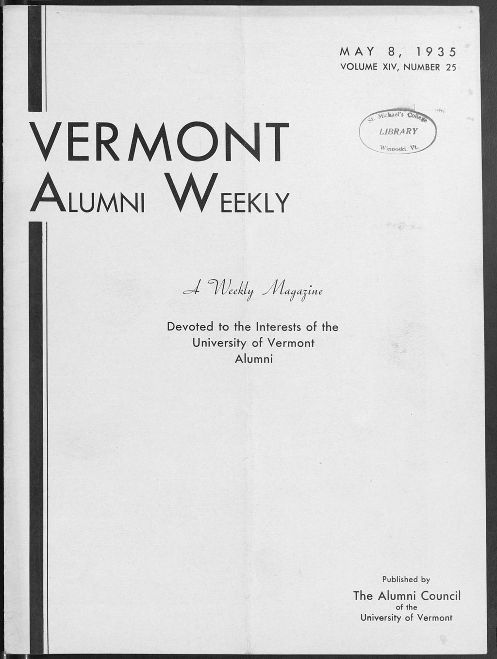 Miniature of Vermont Alumni Weekly vol. 14 no. 25