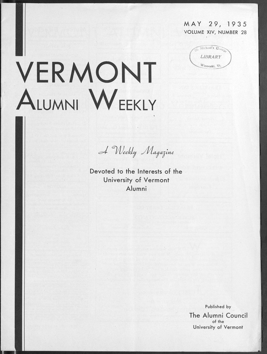 Miniature of Vermont Alumni Weekly vol. 14 no. 28