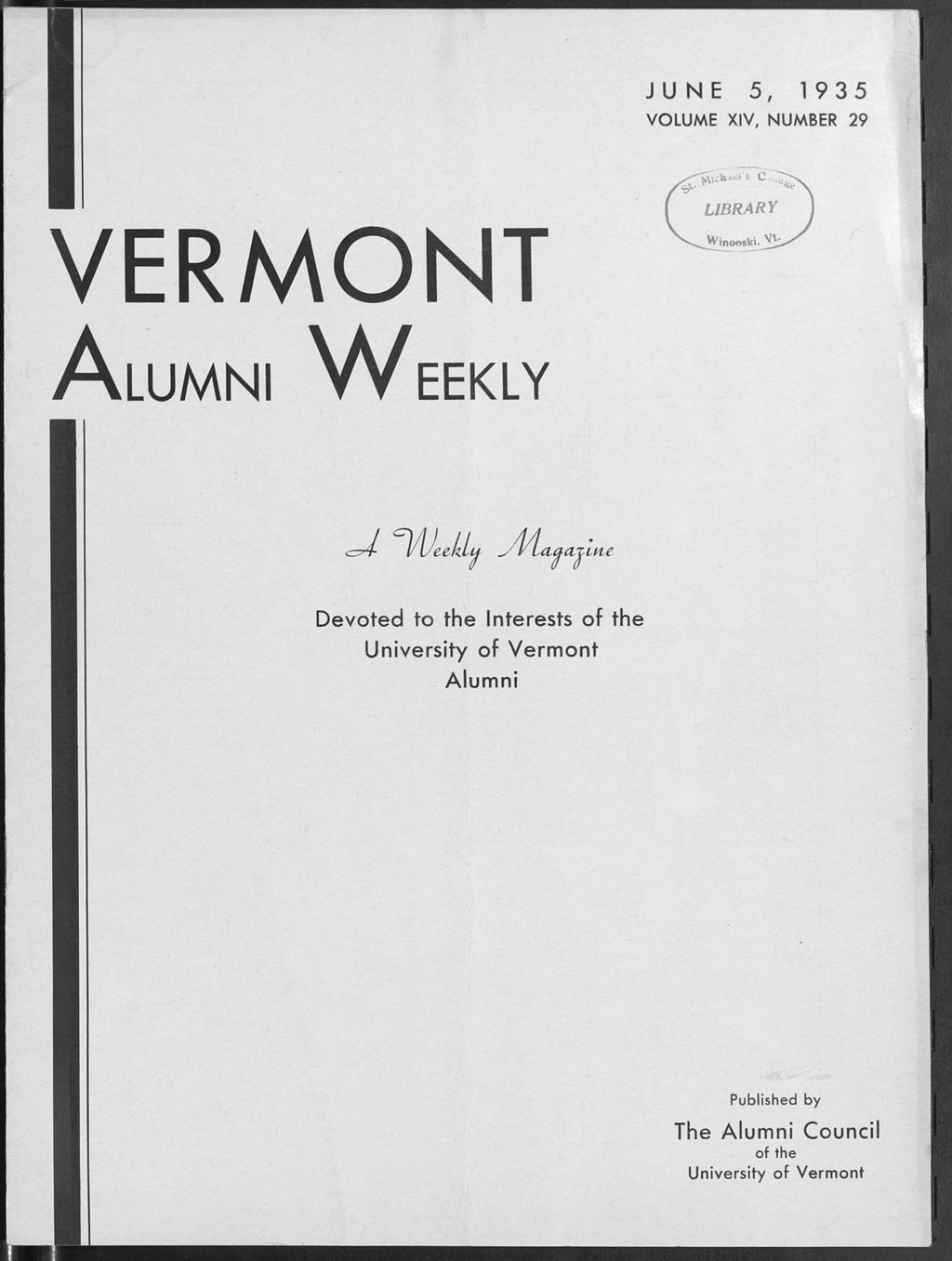 Miniature of Vermont Alumni Weekly vol. 14 no. 29