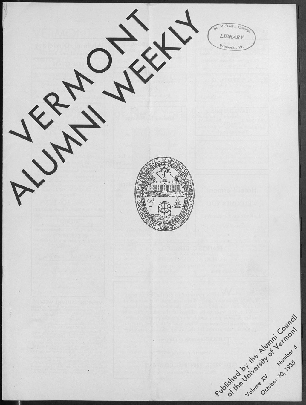 Miniature of Vermont Alumni Weekly vol. 15 no. 04