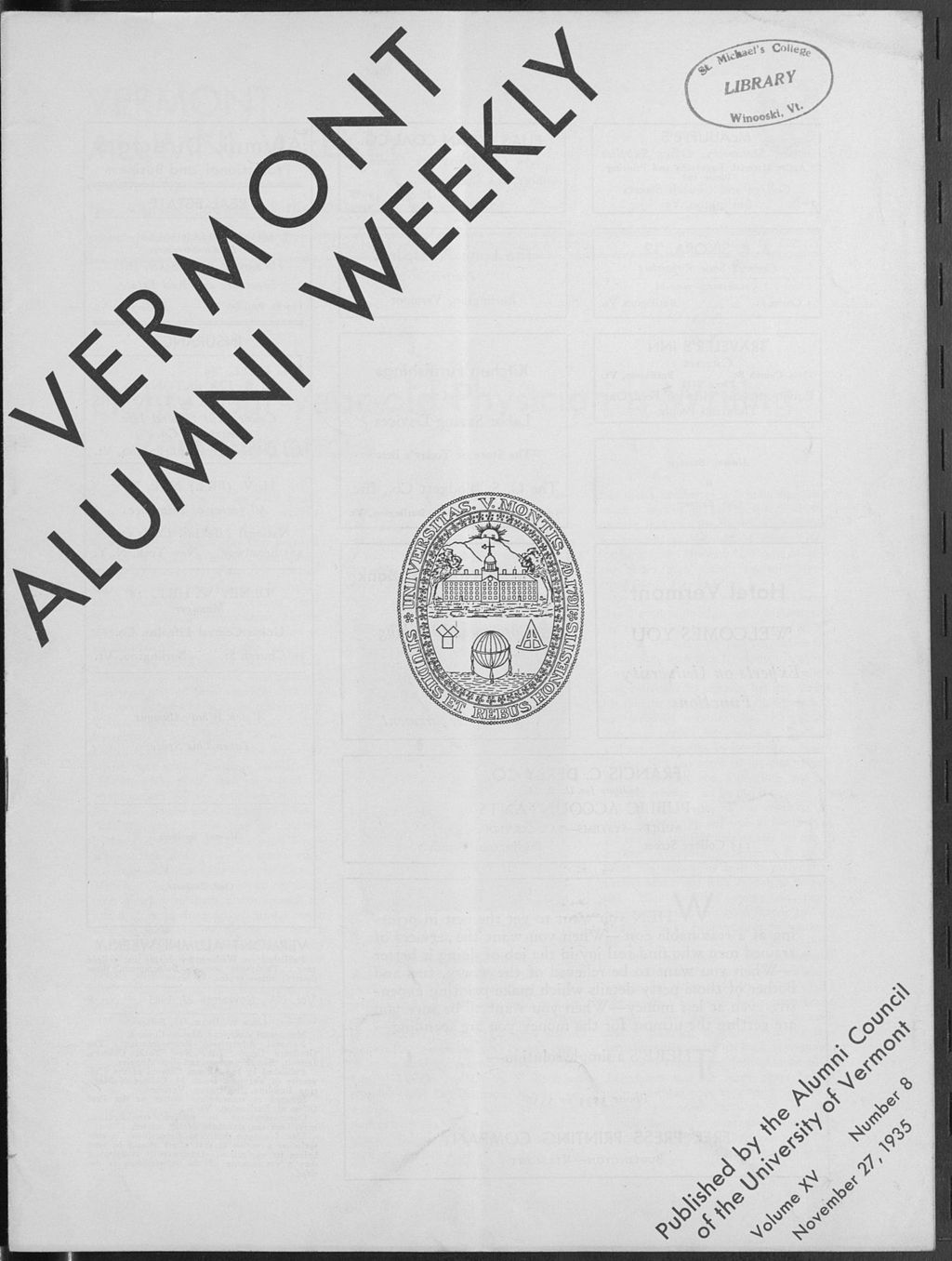 Miniature of Vermont Alumni Weekly vol. 15 no. 08