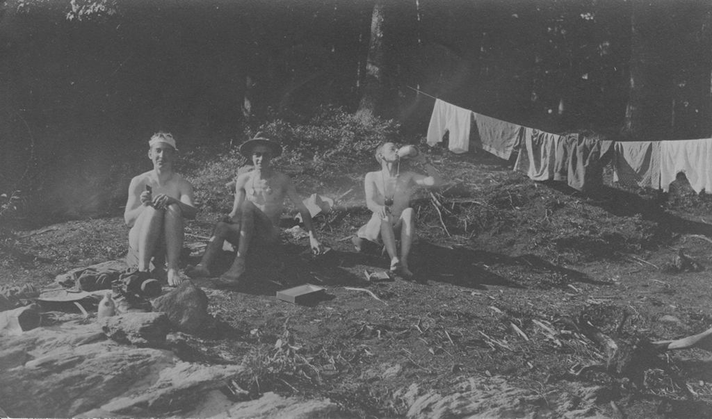 Miniature of Men at a campsite