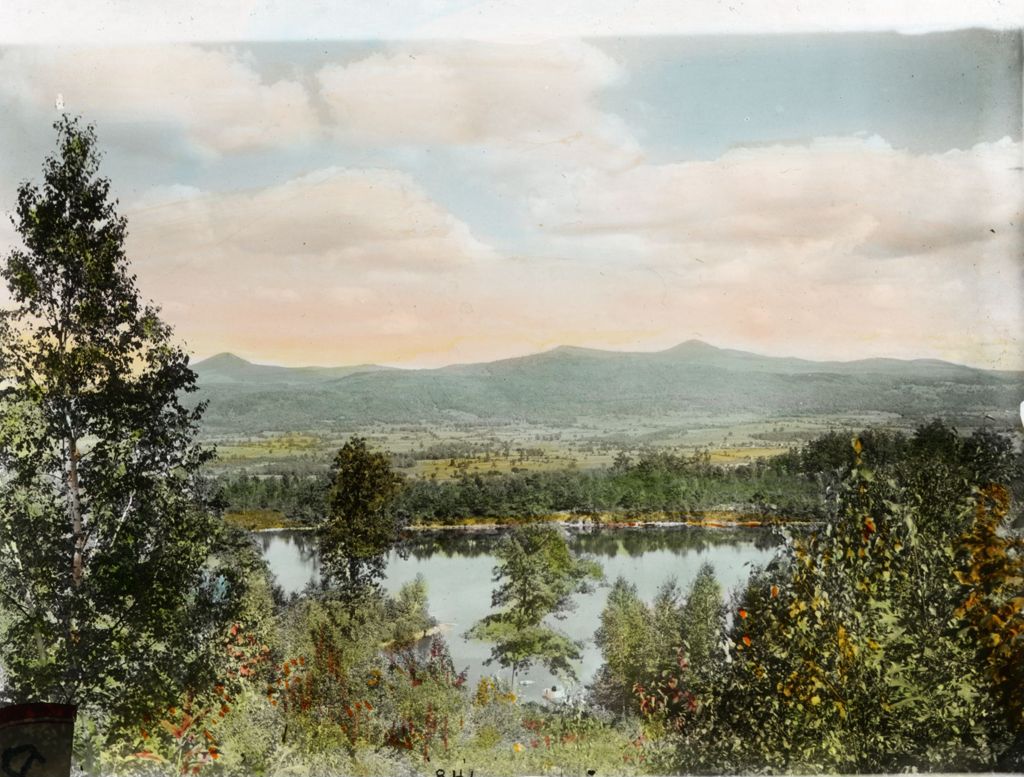 Miniature of Pond in front of a mountain range