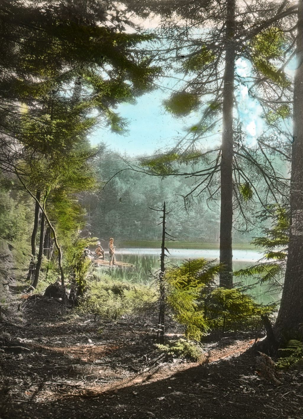 Miniature of Men on a raft at Lake Placid