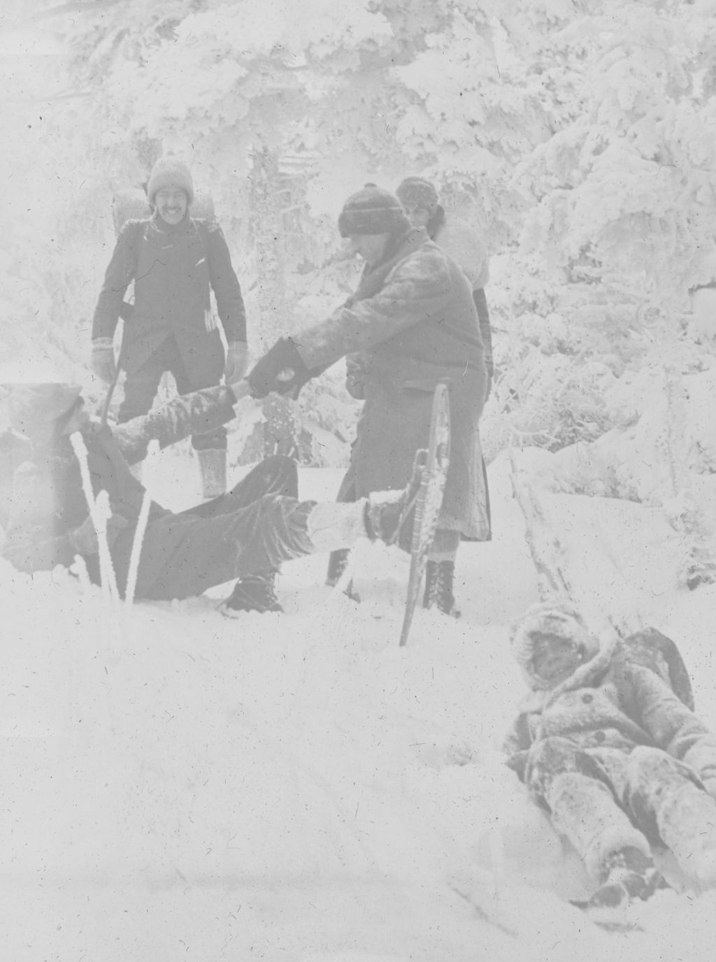 Miniature of Paris and Woodruff (fallen) on Camel's Hump - Dean standing and laughing