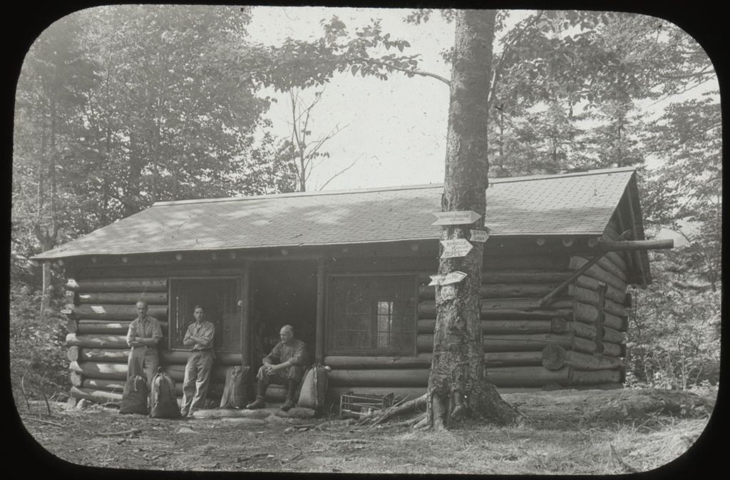 Miniature of Three men at Taylor Lodge in Nebraska Notch