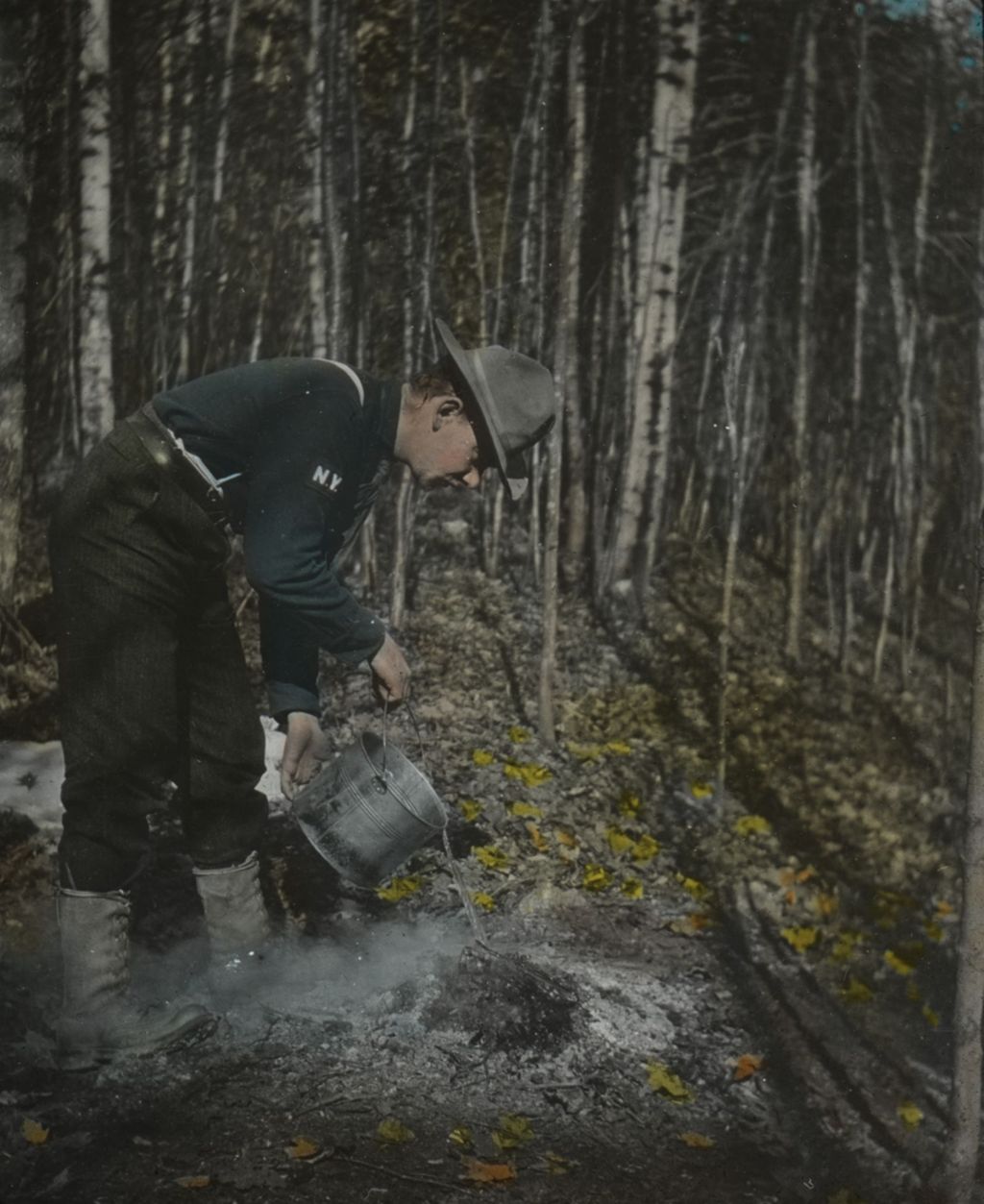 Miniature of Alex putting out a fire at Camp Necessity