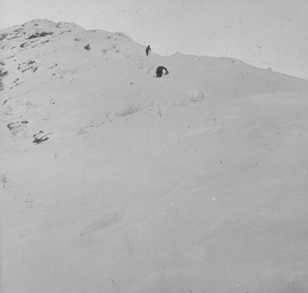 Miniature of Cowles and L.L. Little going up the north side of the chin on Mount Mansfield