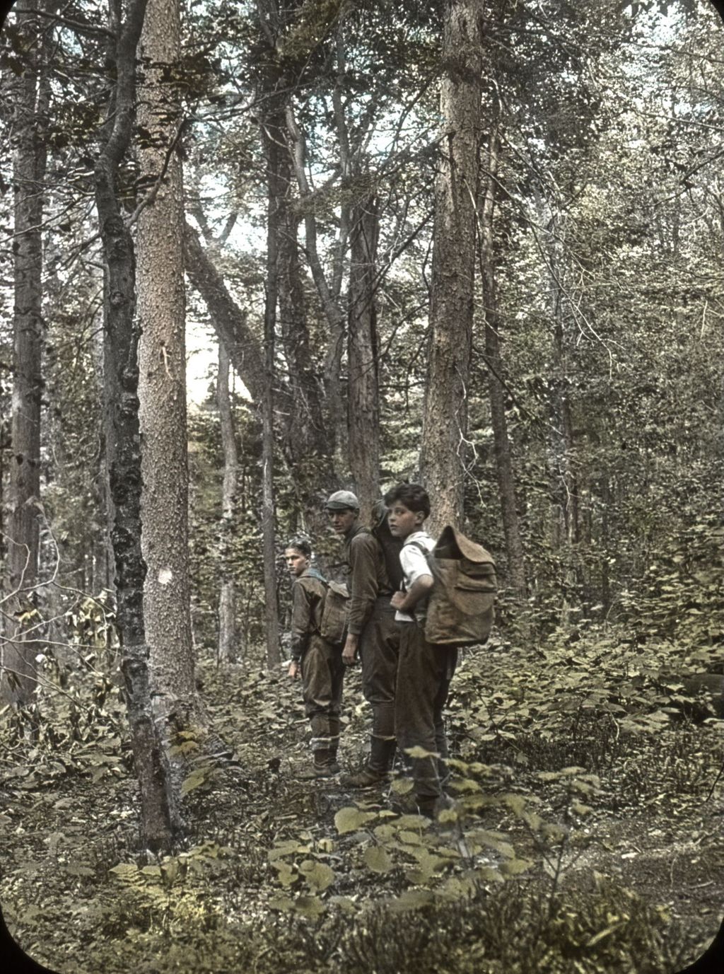 Miniature of Harold Snyder, Gilbert, and Kent Smith leaving from Lake Pleiad Lodge